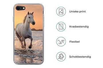 MuchoWow Handyhülle Pferde - Sonne - Meer - Strand - Tiere, Handyhülle Apple iPhone 8, Smartphone-Bumper, Print, Handy Schutzhülle