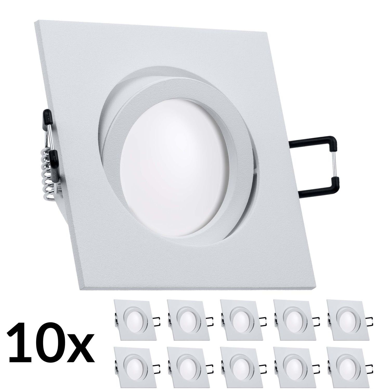 - LED 5W LED Einbaustrahler extra matt LEDANDO Einbaustrahler weiß 10er Set in RGB mit flach CCT