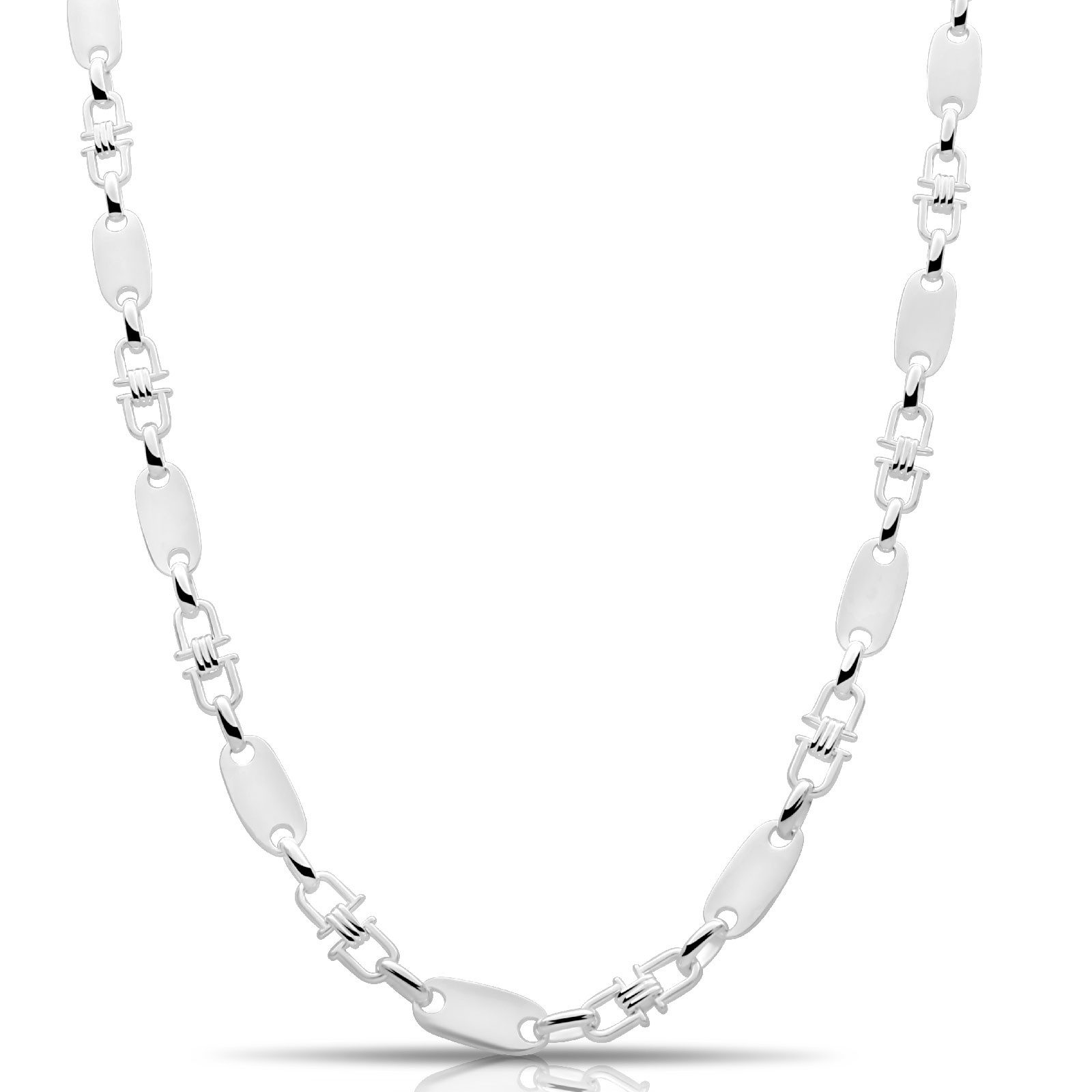 Tony Fein Silberkette Plattenkette 8 mm mit Element Silber 925, Made in Italy für Damen und Herren