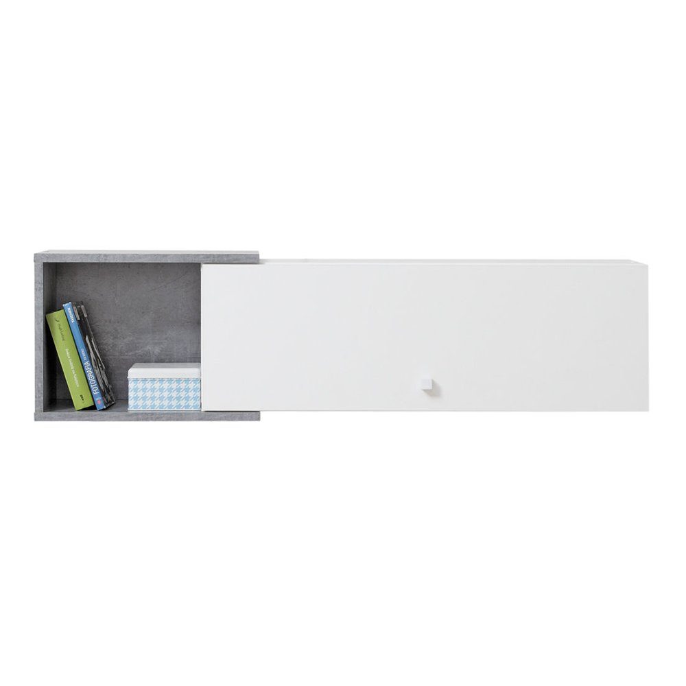 Lomadox Wandregal SEATTLE-133, Wandboard 110cm breit, in Beton und weiß