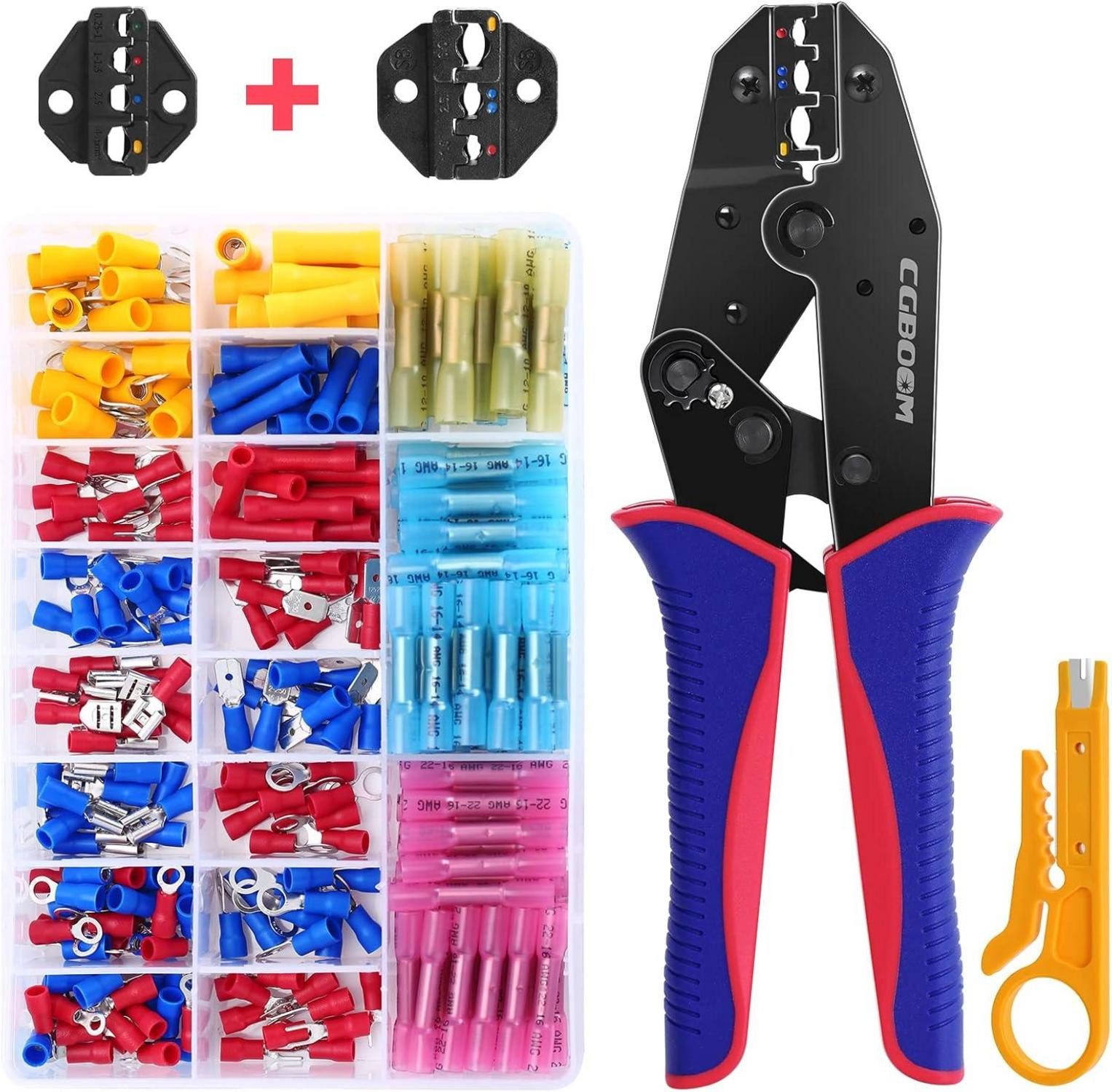 Multitool Crimpzange Kabelschuhe Set 200 Stück Aderendhülsen 100 Stück