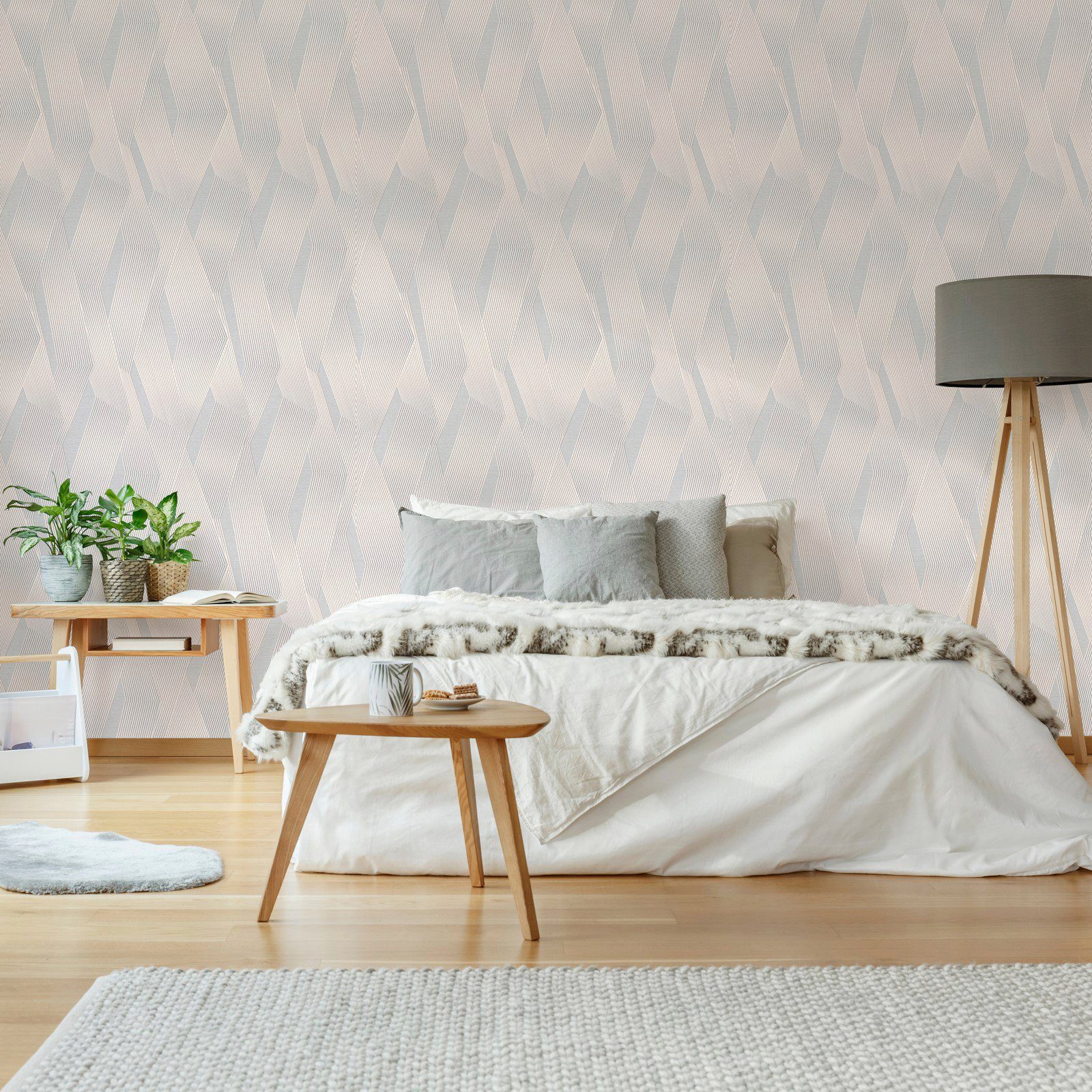WOW Vliestapete Elegante Ljnen Hellgrau, FSC® zertifiziert, mit lebhaftem Druck, 10 Meter Länge