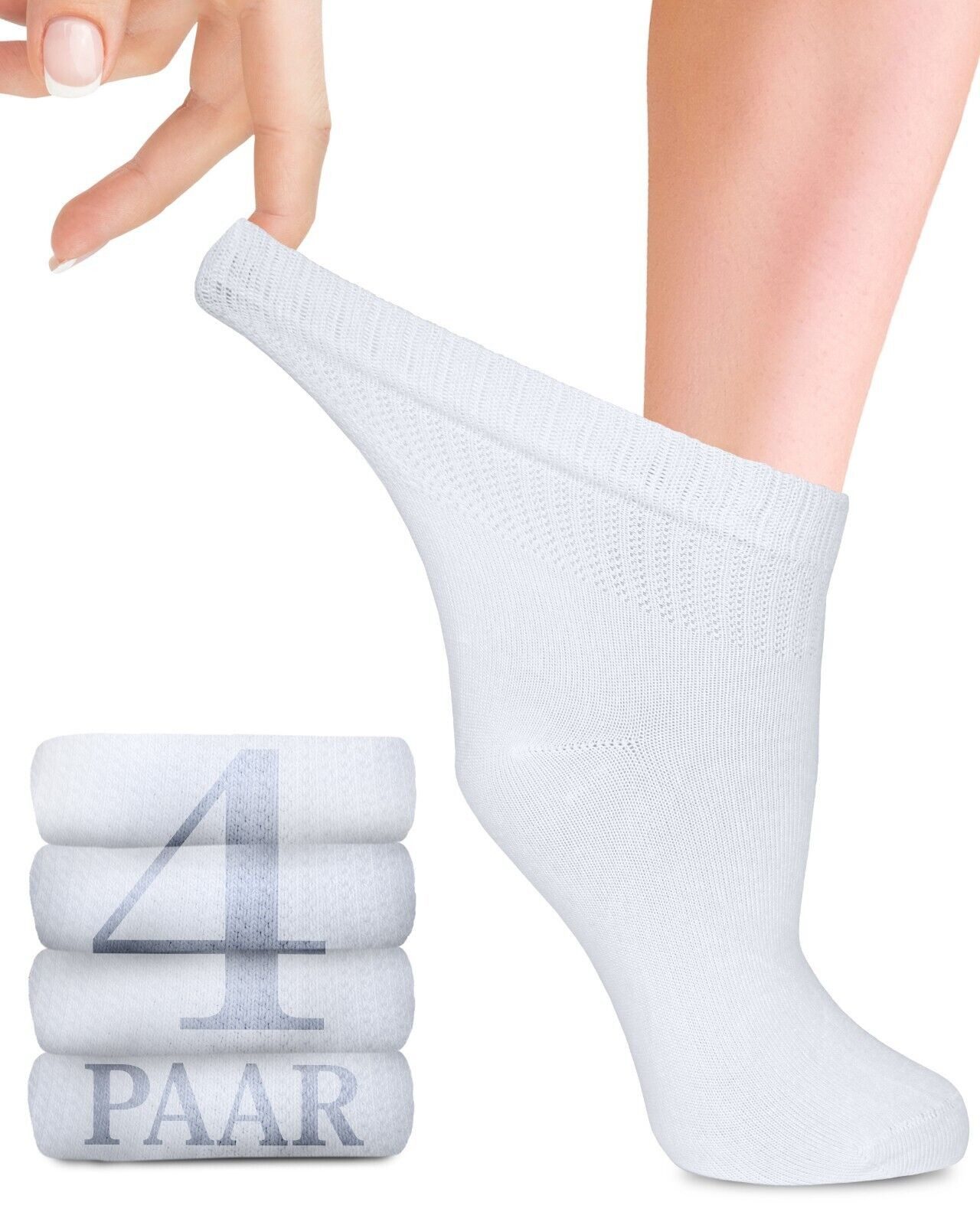 Fiera Besa Diabetikersocken Diabetiker Socken Damen mit Lycra, 4 Paar, Knöchelhoch
