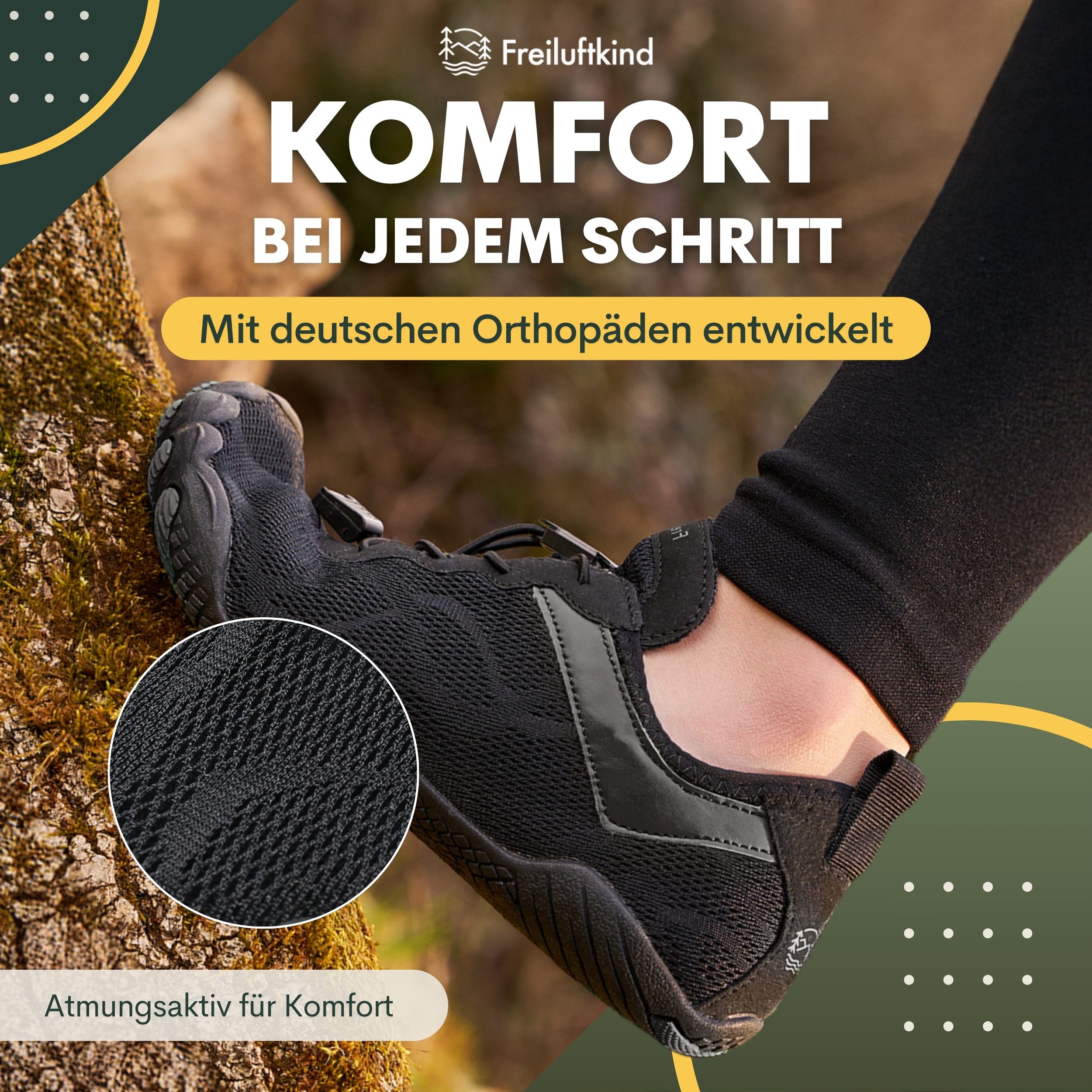 Freiluftkind Das Original – Kokoda rutschfeste Barfußschuhe Sneaker Schnellverschluss