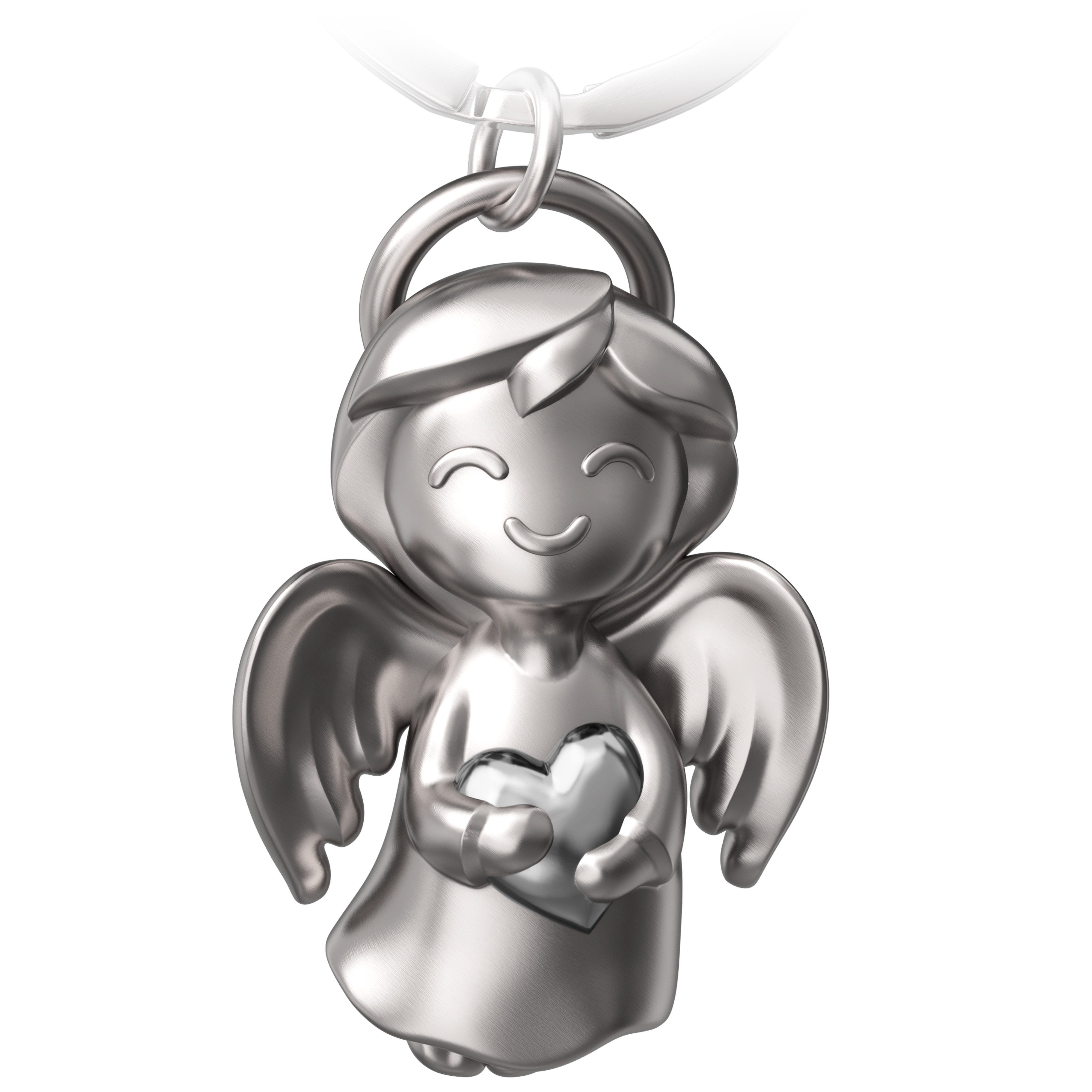 Silber Schlüsselanhänger - - Glücksengel Shiny" Herz FABACH Glücksbringer Schutzengel Engel mit "