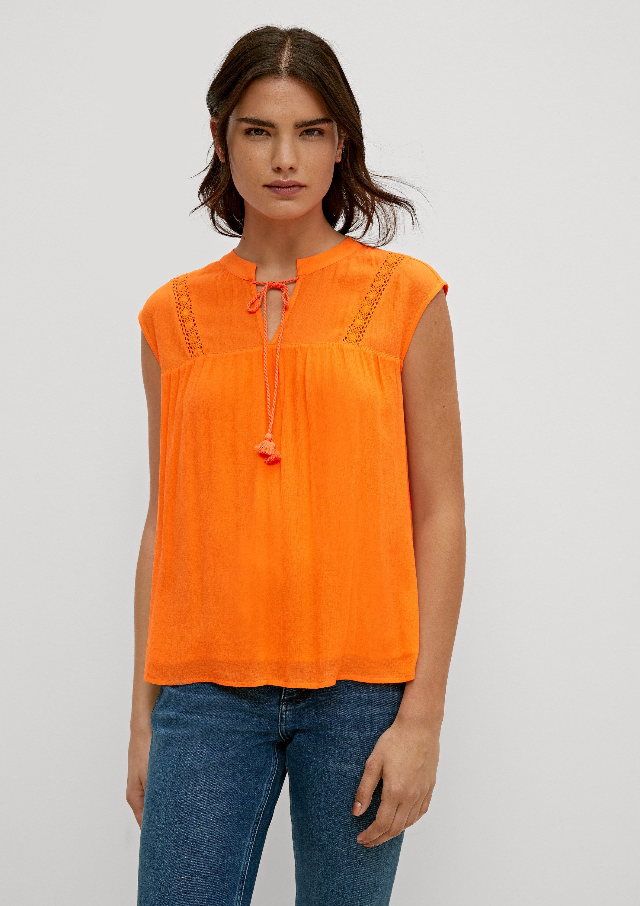 comma Blusentop Bluse Bluse mit Spitzendetails