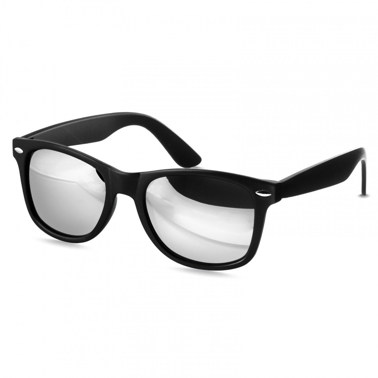 Caspar Sonnenbrille SG017 Damen RETRO Designbrille kpl. matt schwarz / silber verspiegelt