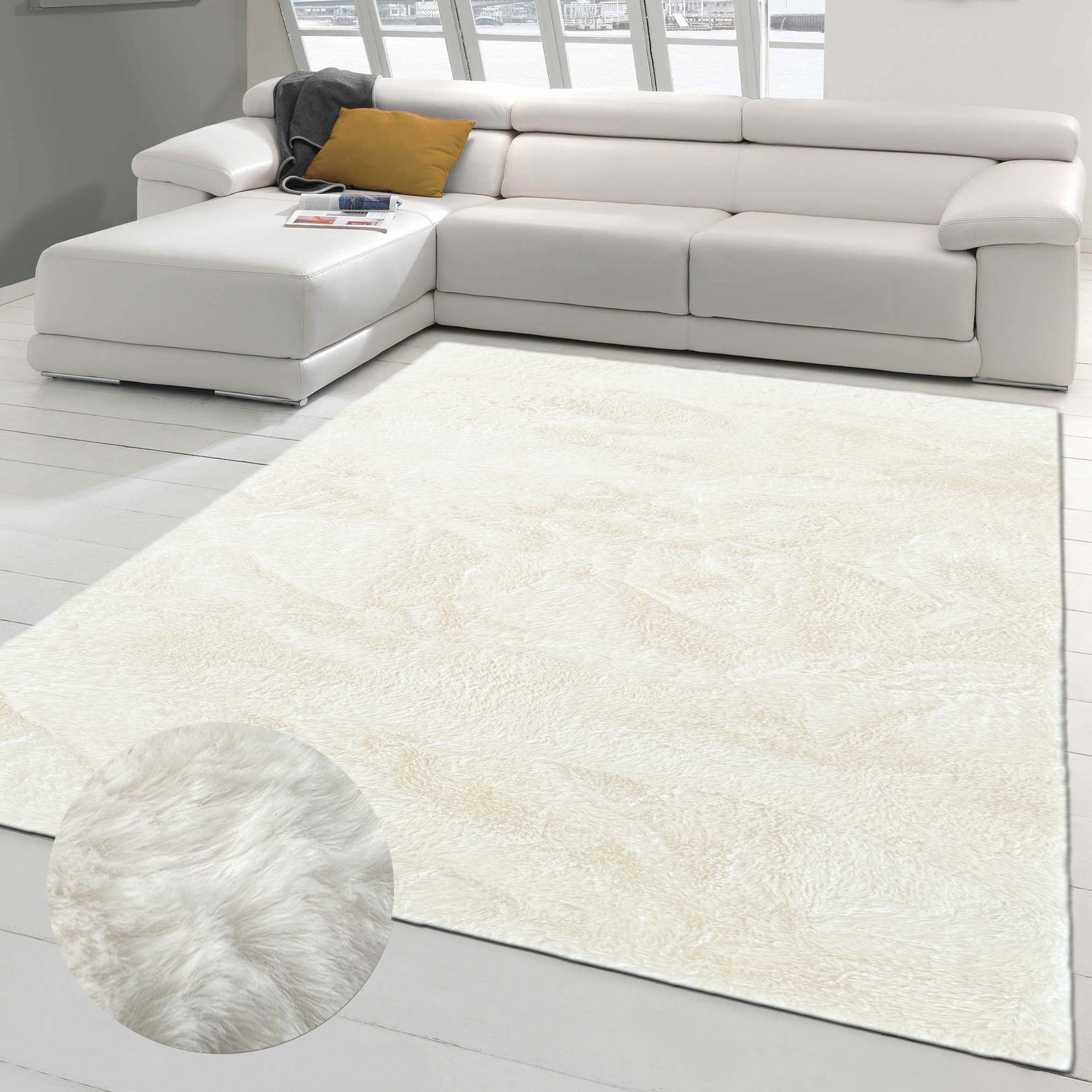 Teppich Kunst Hasenfellteppich schön weich – 11 mm Florhöhe – creme, Teppich-Traum, rechteckig, Höhe: 11 mm