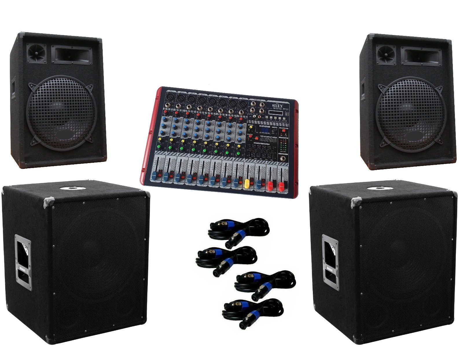 PA Party DJ Disco Lautsprecher Subwoofer 8 Kanal Powermixer Mp3 DSP Party-Lautsprecher
