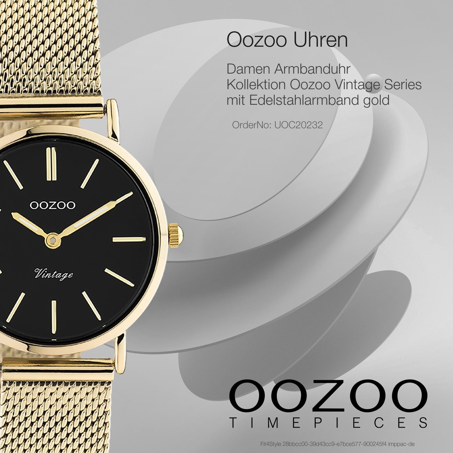 klein (ca Oozoo Damen, Analog, Herrenuhr 28mm) Armbanduhr Edelstahlarmband, gold OOZOO Unisex Elegant-Style Quarzuhr rund,