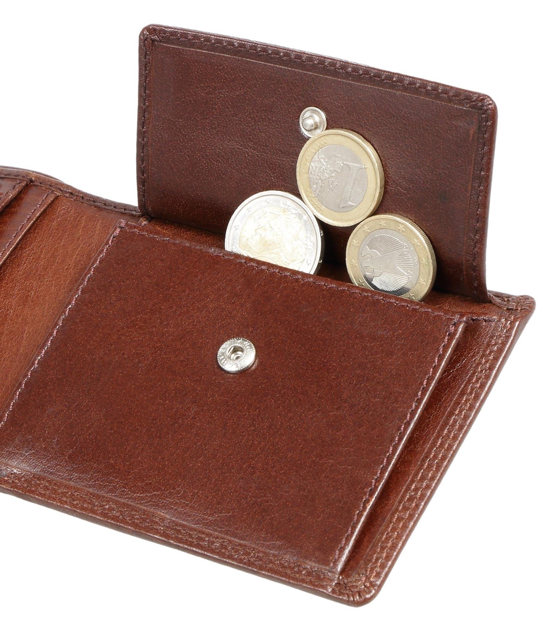 RFID-Schutz Braun Modell Bear aus und Herren 8005 D klassisches Toscana Portemonnaie Braun mit Kartenfächern Echtleder, 9 Geldbörse Brown