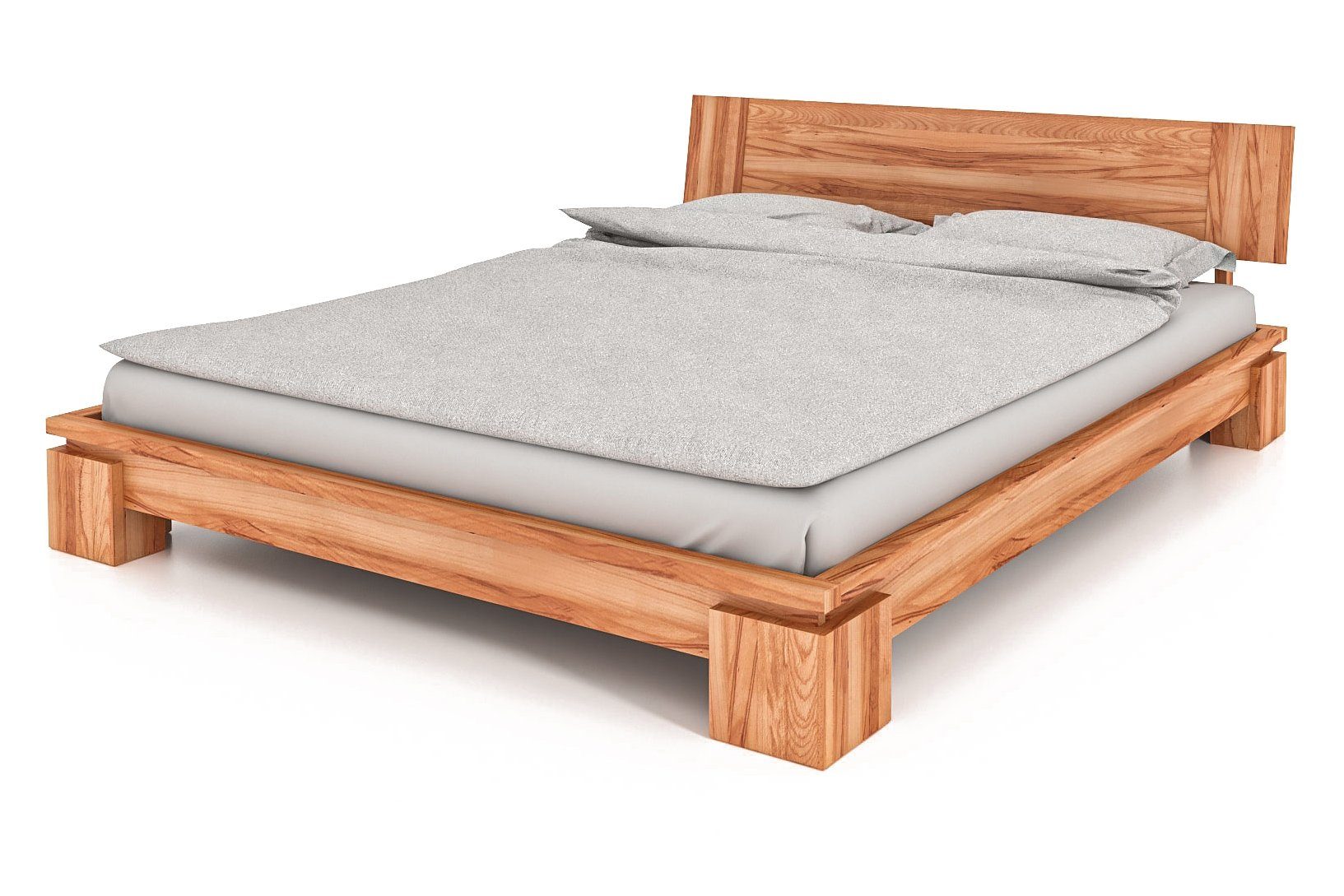 byoak Bett VINCI 140 x 200 aus Massivholz, mit Holzkopfteil, Naturgeölt