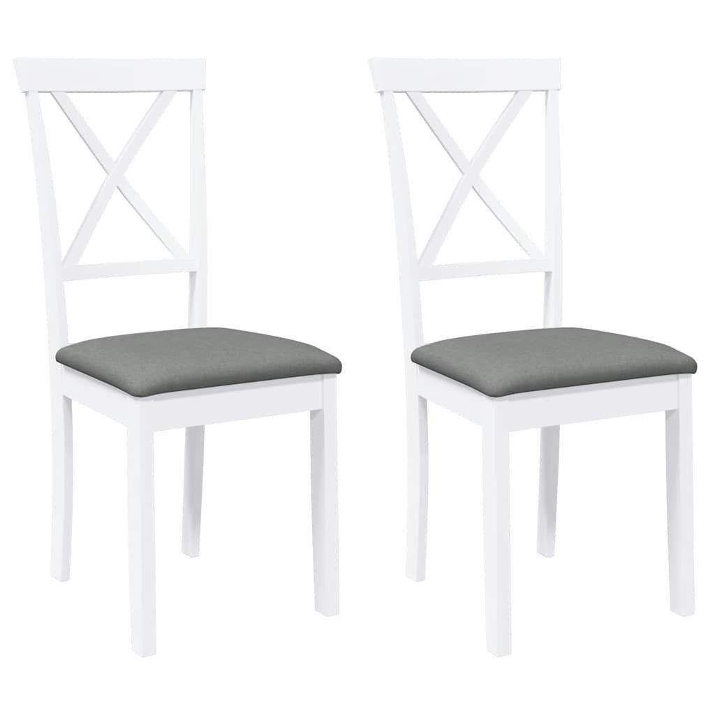 vidaXL Esszimmerstuhl Esszimmerstühle mit Kissen 2 Stk. Weiß Massivholz Gum günstig online kaufen