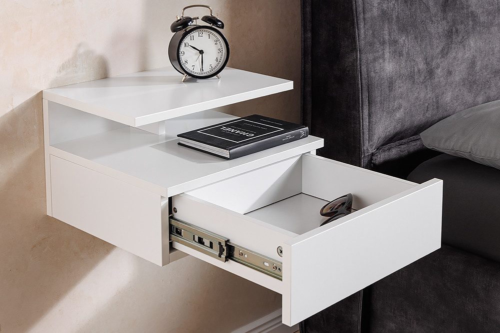 riess-ambiente Nachttisch FLOATING 35cm weiß · hängendes Regal mit Schublade · Schlafzimmer (Einzelartikel, 1-St), Nachtschrank · 1 Ablageboden & 1 Schublade ·  – Bild 4 von 5