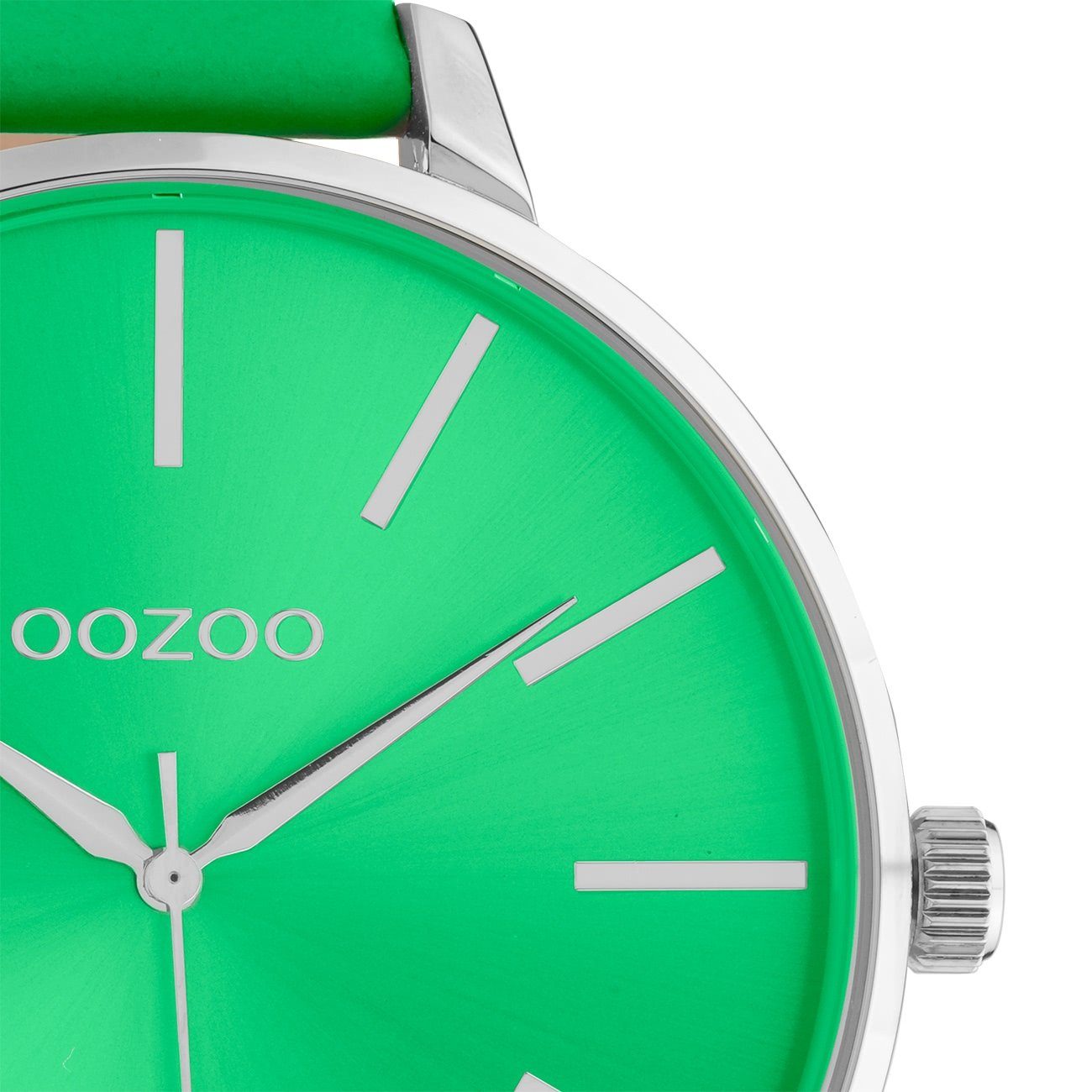 Timepieces, Oozoo 48mm) extra (ca. Armbanduhr Quarzuhr Fashion-Style OOZOO groß Lederarmband, rund, Damen Damenuhr