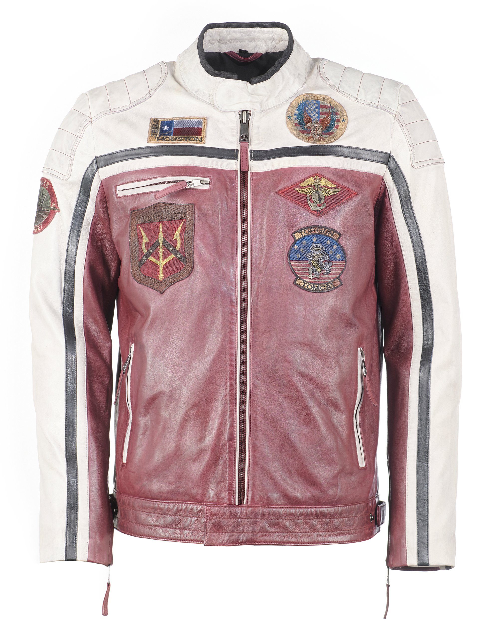 TOP GUN Lederjacke TGJ1005 oxblood/creme/black