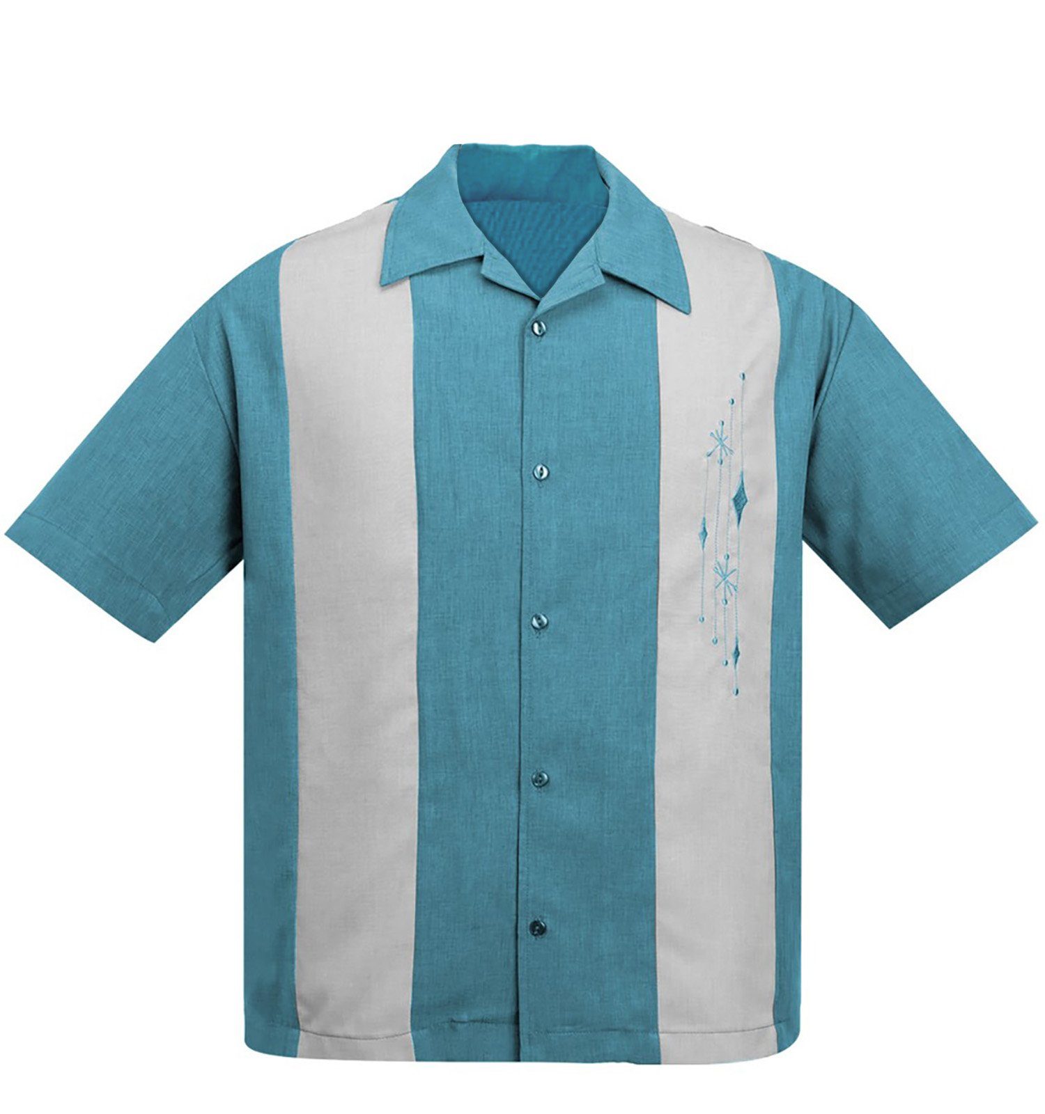 Steady Clothing Kurzarmhemd Mid Century Marvel Pacific Retro Vintage Bowling Shirt