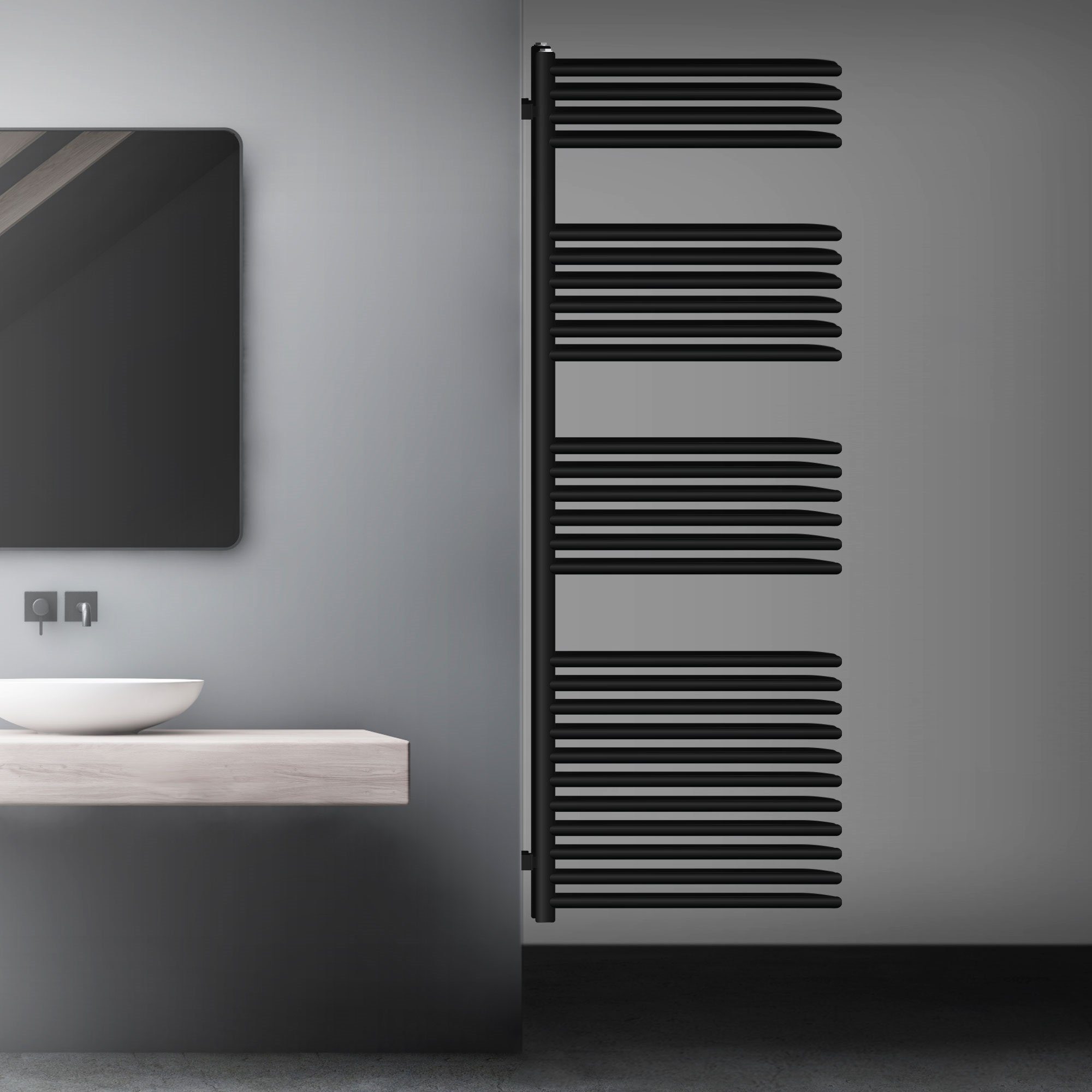 LuxeBath Heizkörper Badheizkörper Paneelheizkörper Designheizkörper Handtuchtrockner, Schwarz matt 1600x500mm mit Montagematerial | Heizkörper