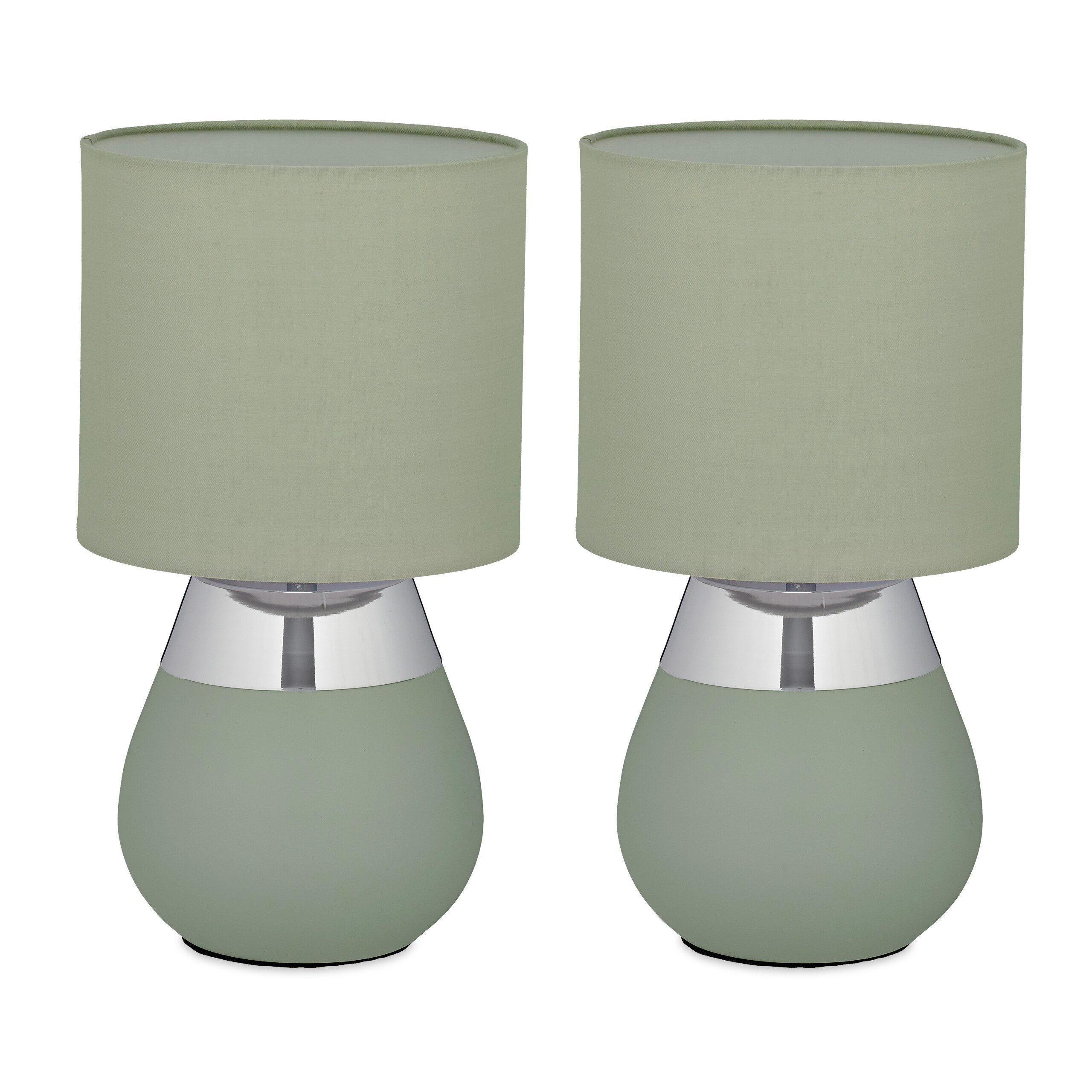 relaxdays Nachttischlampe Tischlampe mit Stoffschirm 2er günstig online kaufen