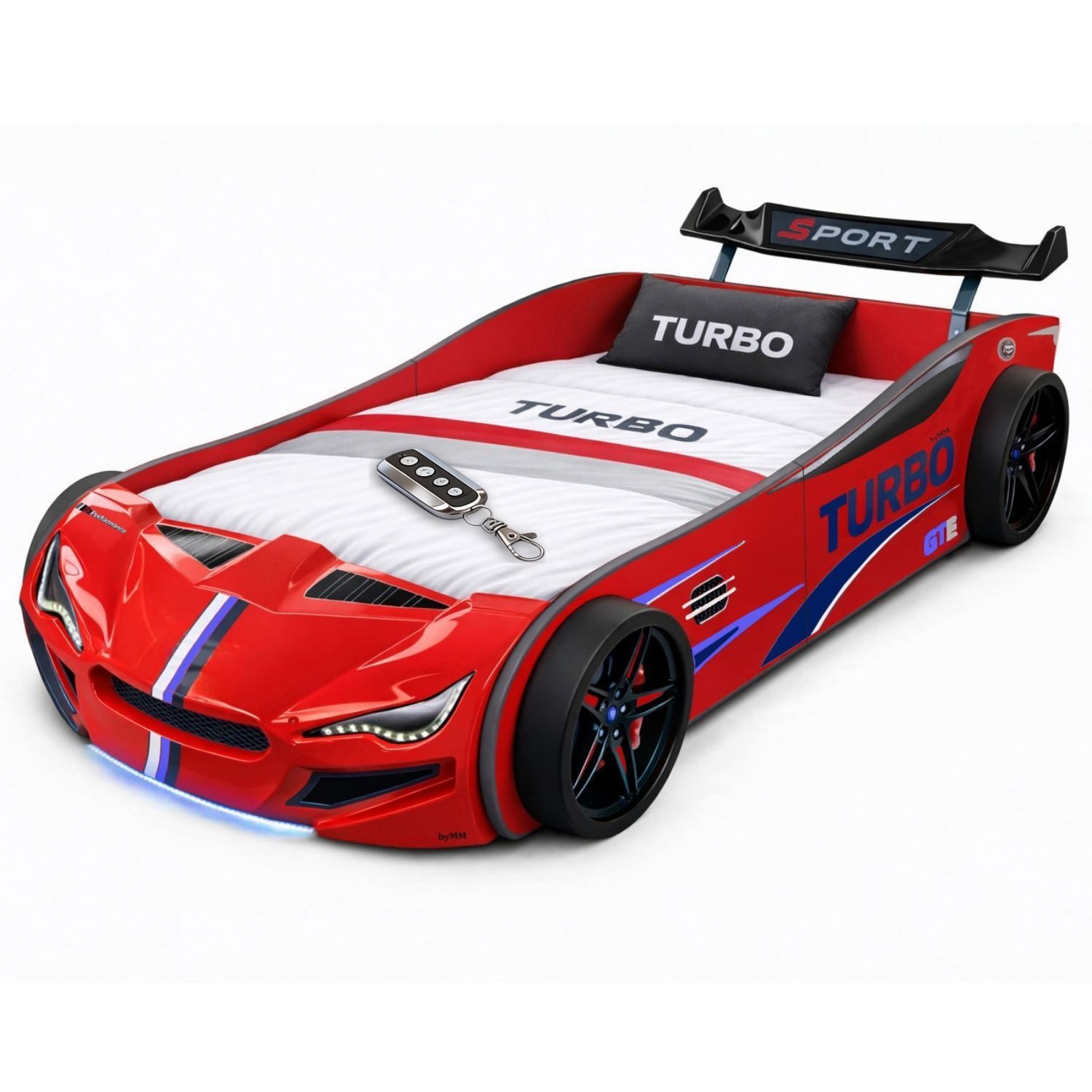 Coemo Autobett GTE (1-tlg., Komplett-Set Bett und Lattenrost), Rot Autobett Rennwagen GTE mit Lattenrost, Beleuchtung, Motorgeräusche