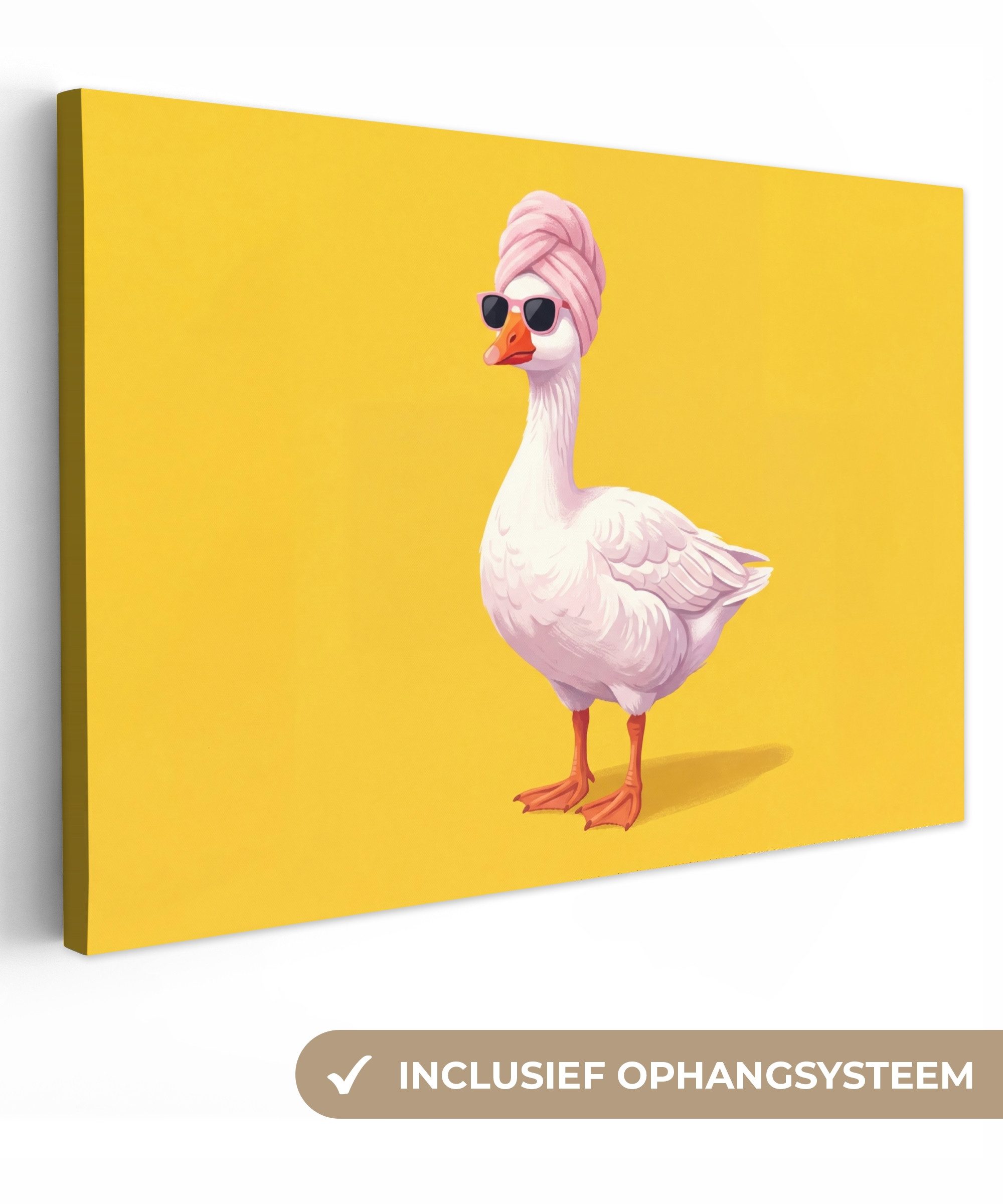 OneMillionCanvasses® Leinwandbild Duck - Sonnenbrille - Gelb, Fotodruck (1 St), Leinwandbilder XXL Wohnzimmer, Deko Aesthetic 150x100 cm