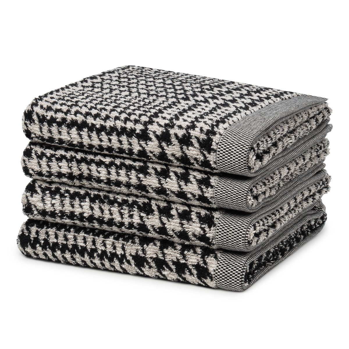 Möve Handtuch Set Brooklyn Glencheck, Walkfrottee (Spar-Set, 4-St), 4 X Handtuch im Set - Baumwolle - Saugstark