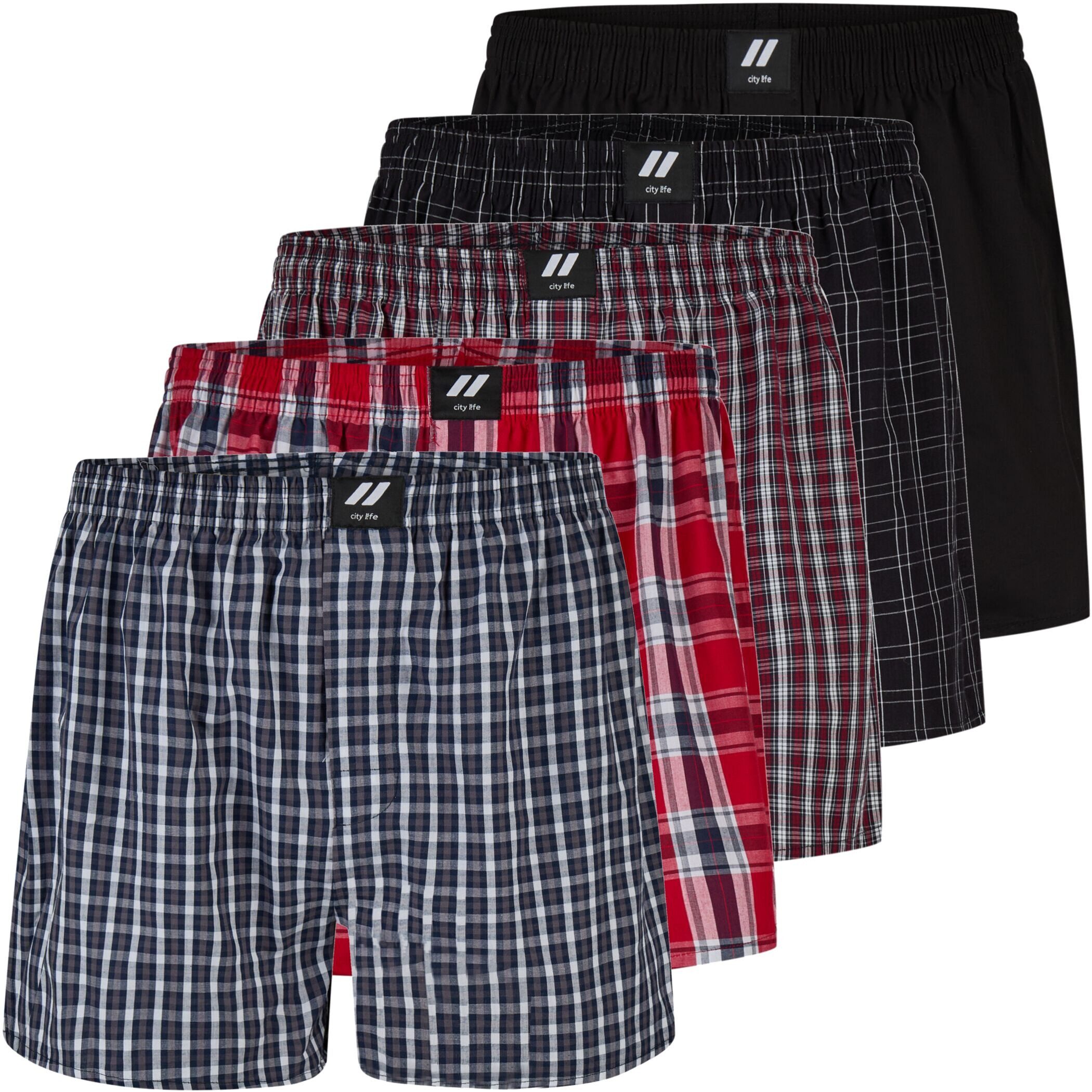 City Life Boxershorts City Life Herren Webboxer 5er Pack Baumwolle desortierte Boxershorts (1-St) – Bild 4 von 5