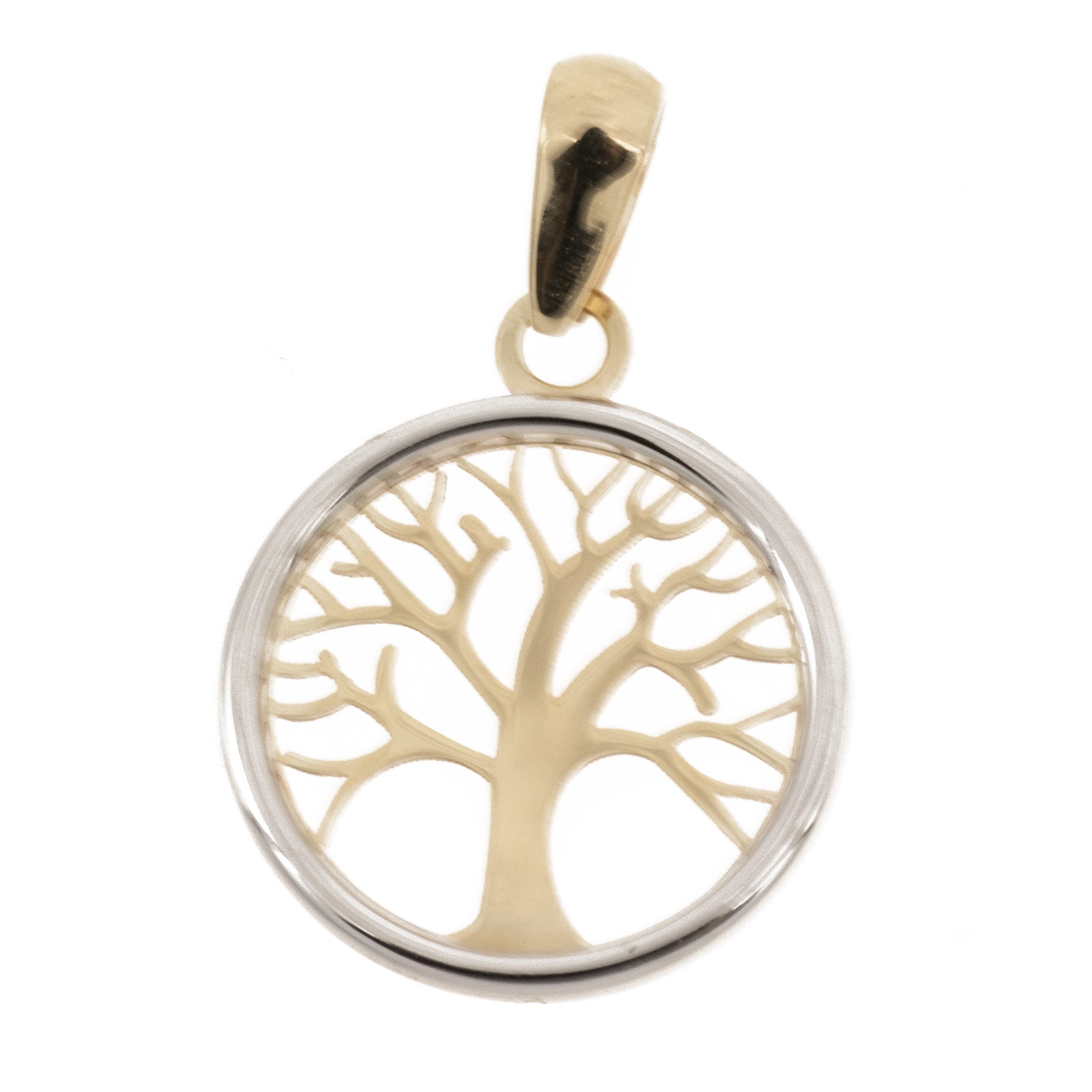 Kettenanhänger Anhänger Baum des Lebens bicolor 858 Gold 14 Karat 12 mm