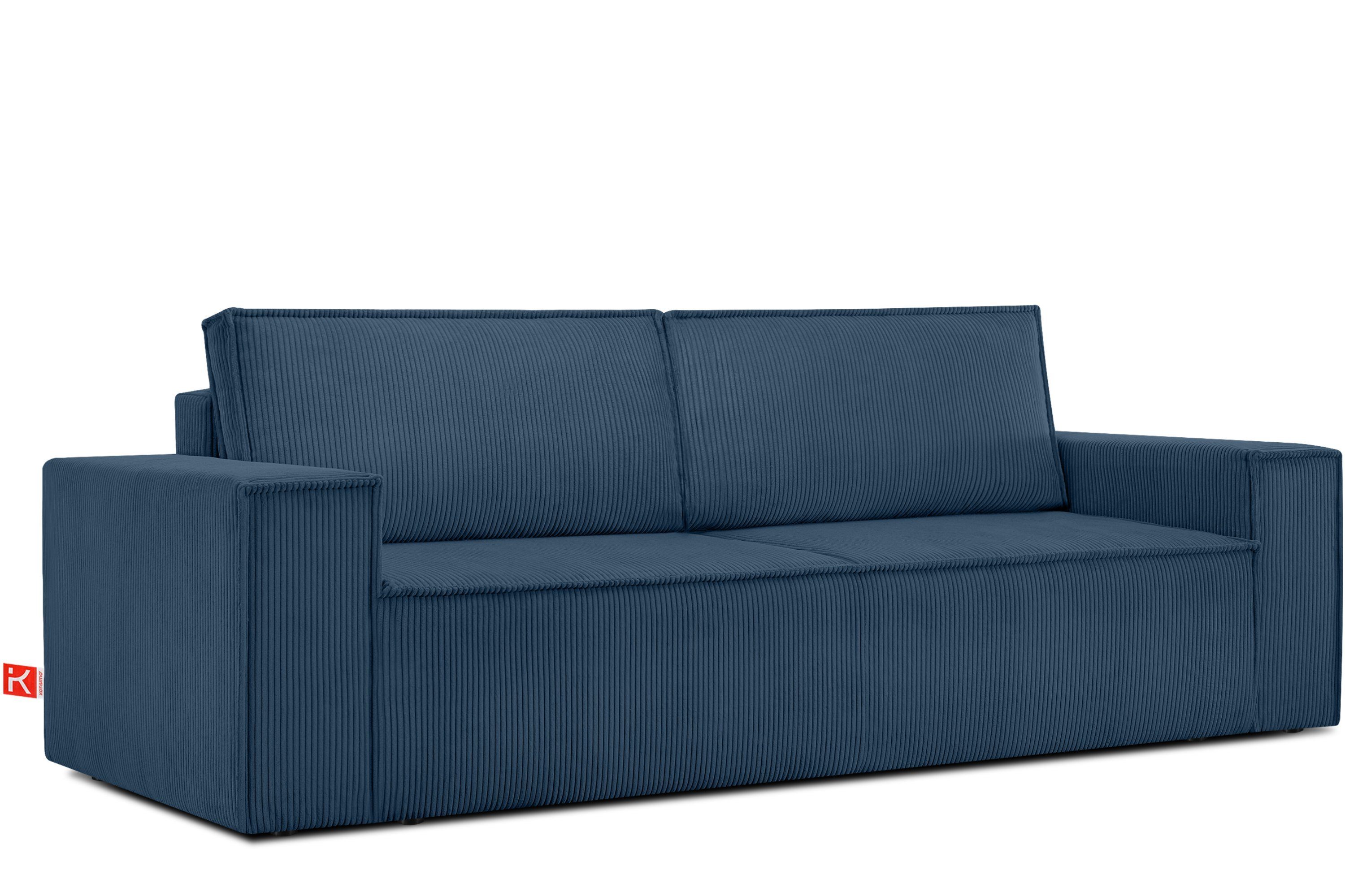 Konsimo 3-Sitzer NAPI, hergestellt in der EU, mit Schlaffunktion, in Pet Friendly Cord-Stoff dunkelblau