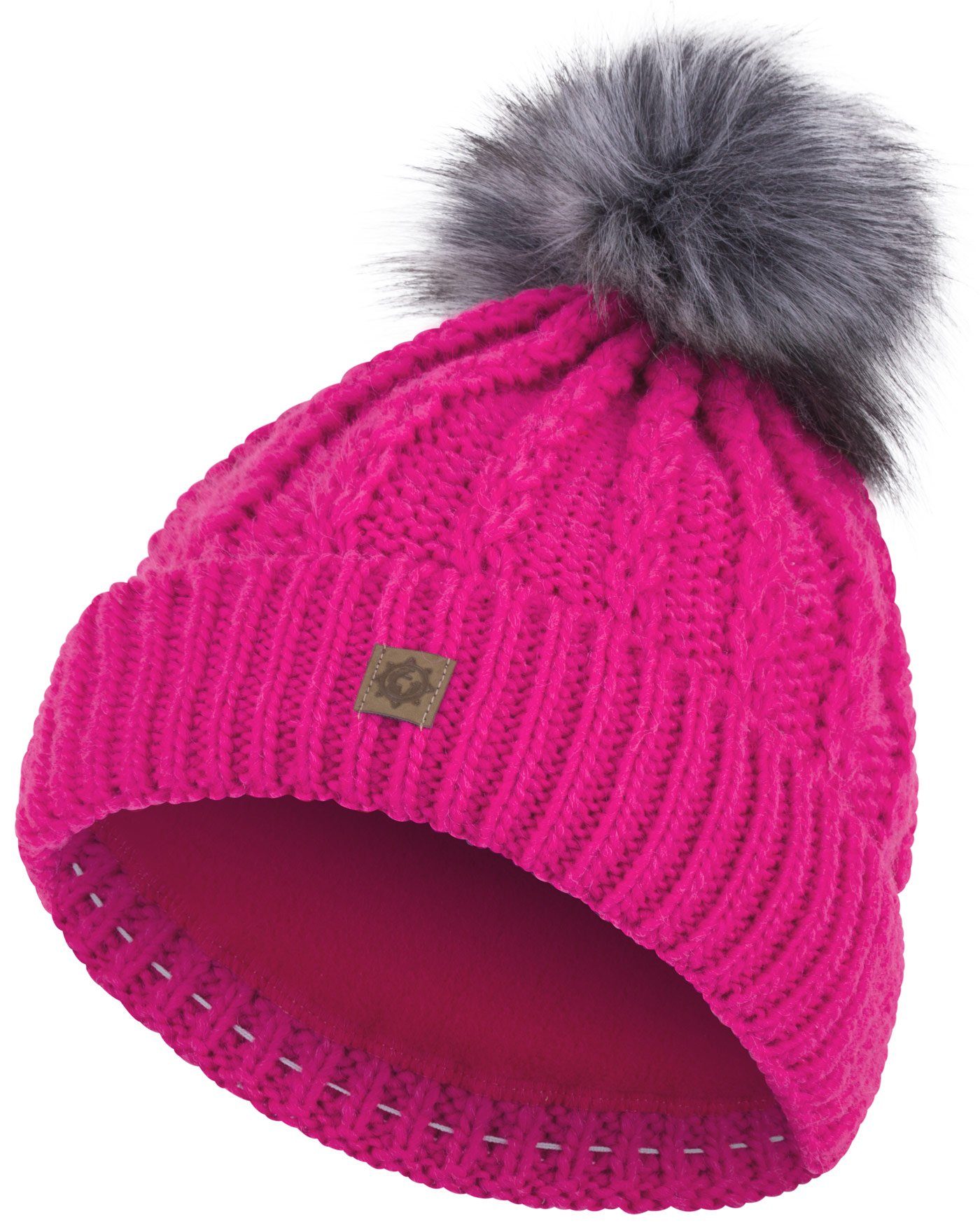 compagno Bommelmütze (1-St) Bommelmütze Wintermütze norwegisches Muster Damen Fleecefutter Beanie