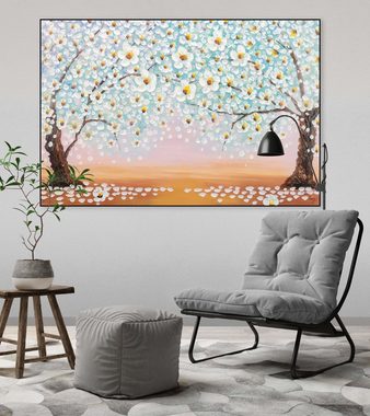 KUNSTLOFT Gemälde Lauer Sommerabend 120x80 cm, Leinwandbild 100% HANDGEMALT Wandbild Wohnzimmer