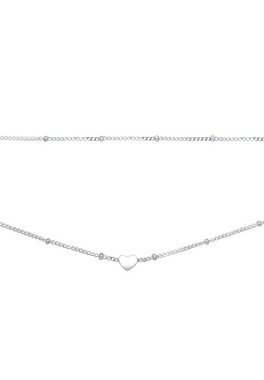 Elli Collier Choker Layer Kugelkette Herz 925 Silber