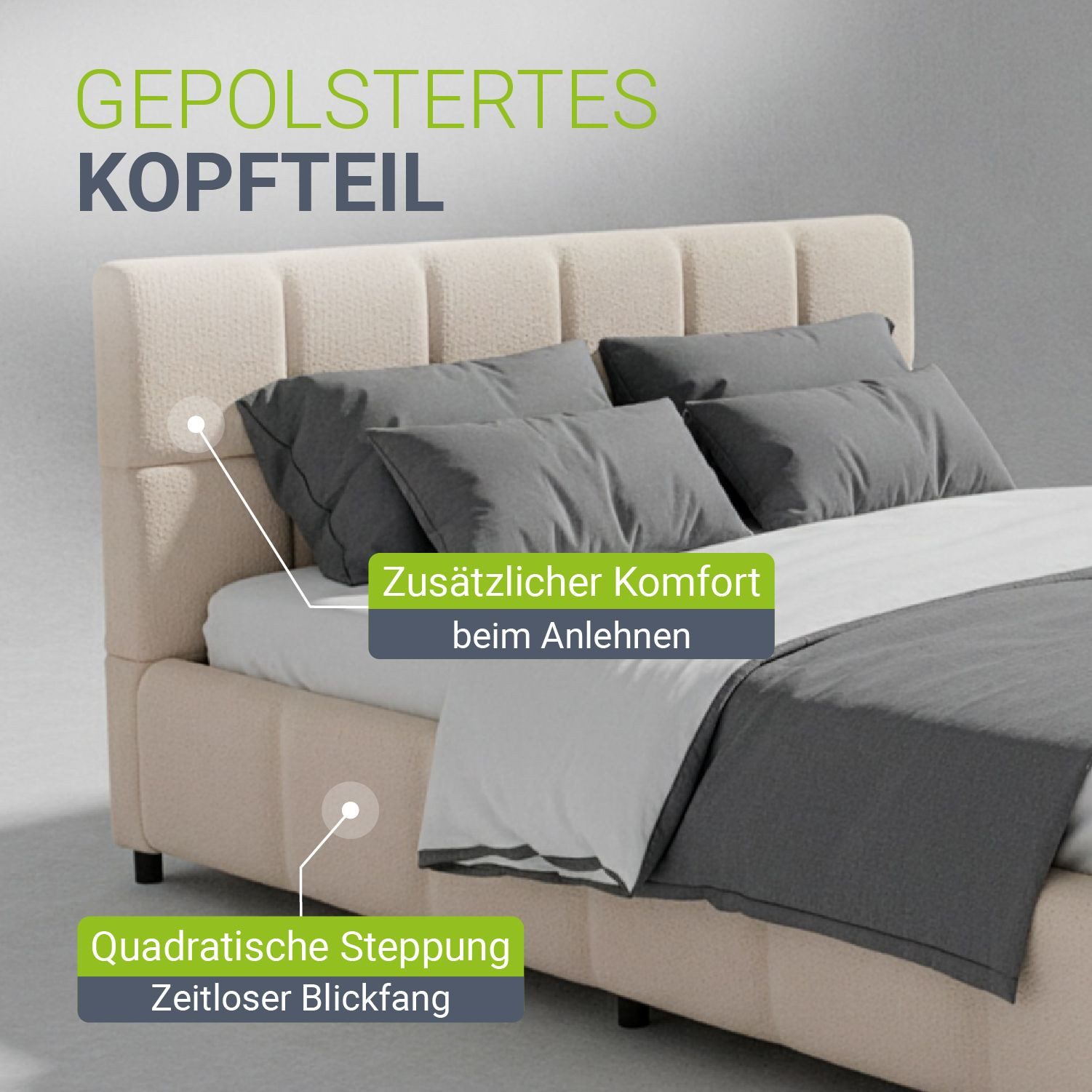 Juskys Polsterbett Florenz, Bubble Design, bis 500 kg belastbar, Pflegeleicht mit Polsterung – Bild 5 von 5