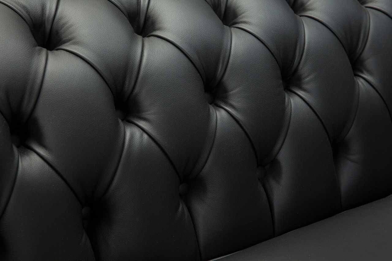 Sofa Polster Chesterfield Sofa Textil JVmoebel Schwarz, Luxus Sitzer Europe Couch In 2 Sofas Made