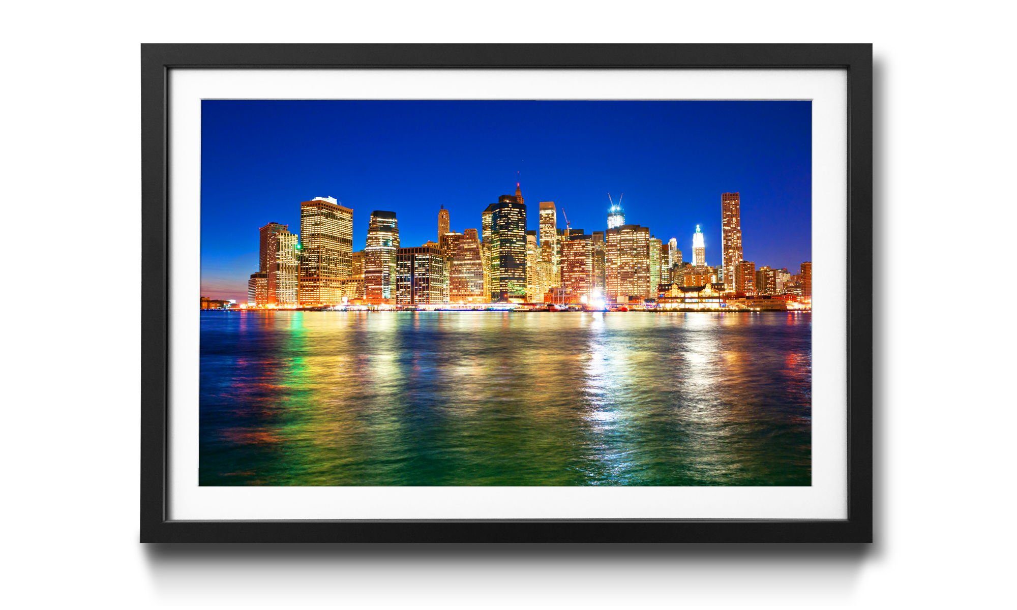 WandbilderXXL Bild mit Rahmen Manhattan Metropolis, New York, Wandbild, in 4 Größen erhältlich