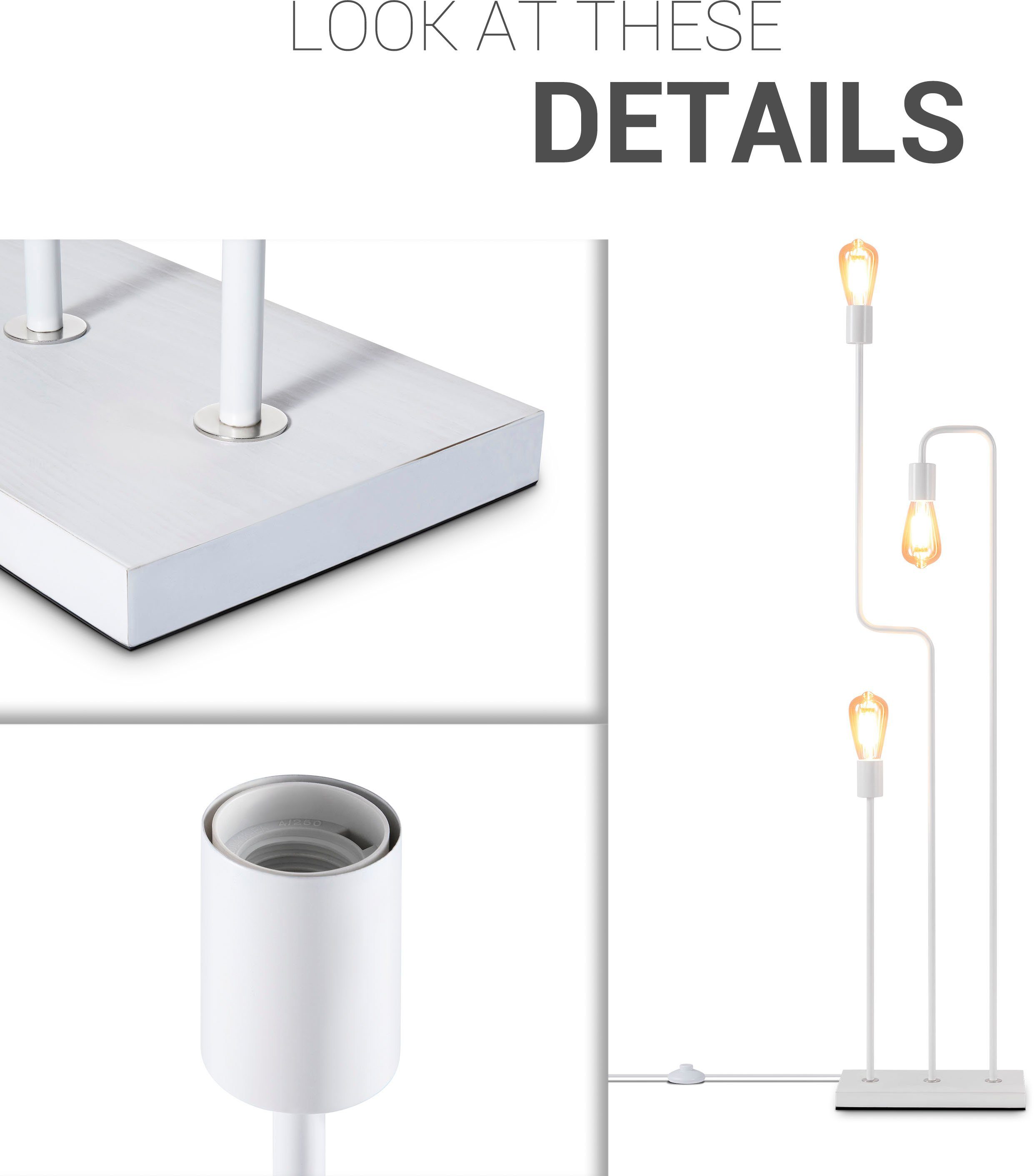 Paco Home Stehlampe GERALT, ohne Leuchtmittel, LED Stehlampe Wohnzimmer Schlafzimmer Esszimmer Büro Leselampe E27