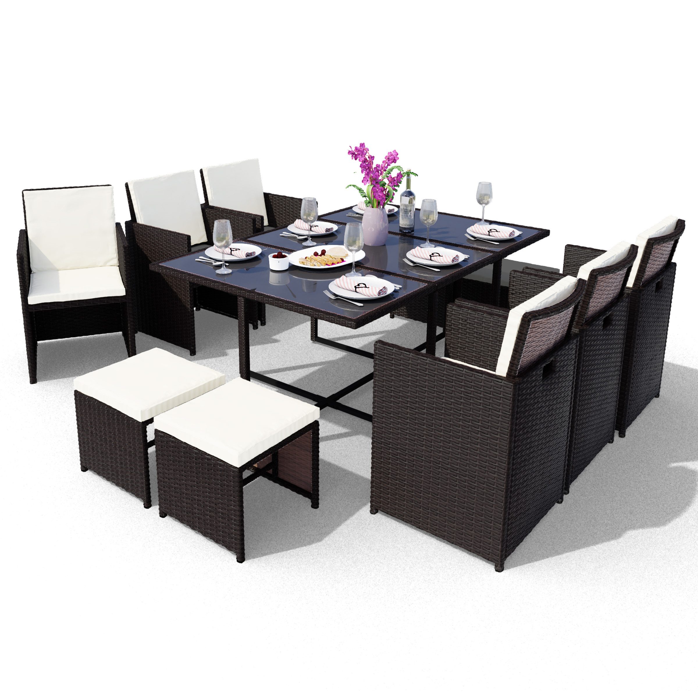 Swing&Harmonie Garten-Essgruppe Poly Rattan Sitzgruppe Esstisch günstig online kaufen