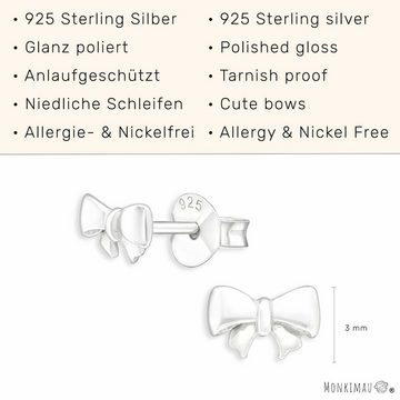 Monkimau Paar Ohrstecker Schleifen Kinder Ohrringe aus 925 Silber (Packung)