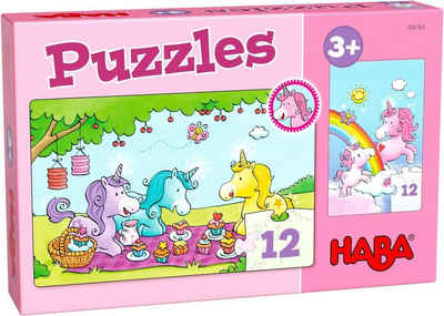 Haba Puzzle Puzzles Einhorn Glitzerglück - Rosalie & Friends. 2 x 12 Teile, 12 Puzzleteile