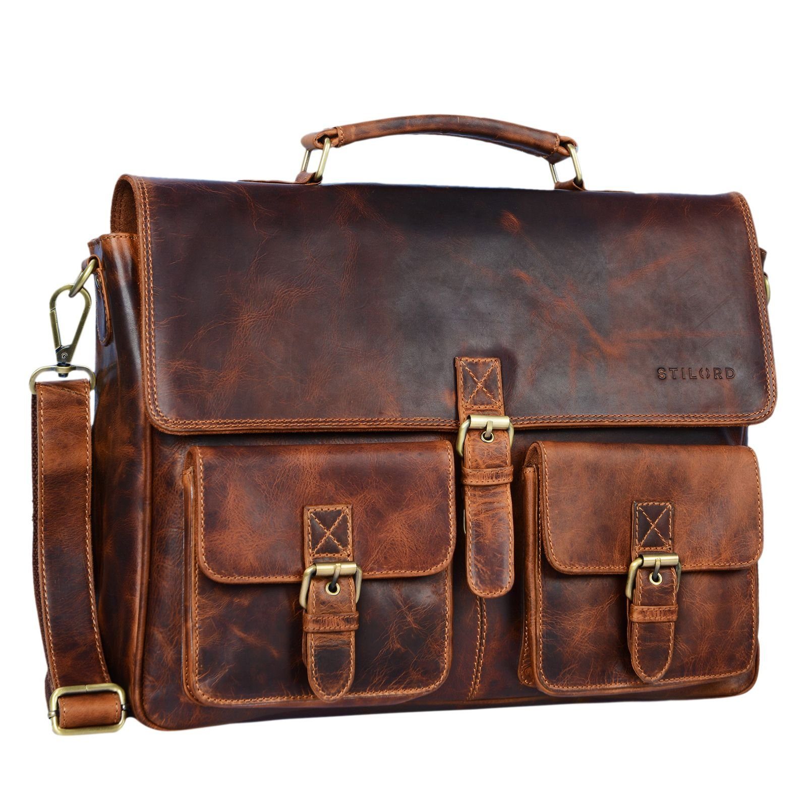 Aktentasche "Victor" Vintage Aktentasche Herren Leder