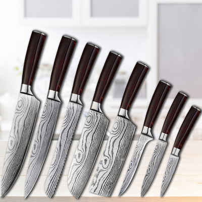 KingLux Messer-Set 8-teiliges Küchenmesserset aus hochwertigem Carbon Edelstahl (8-tlg)