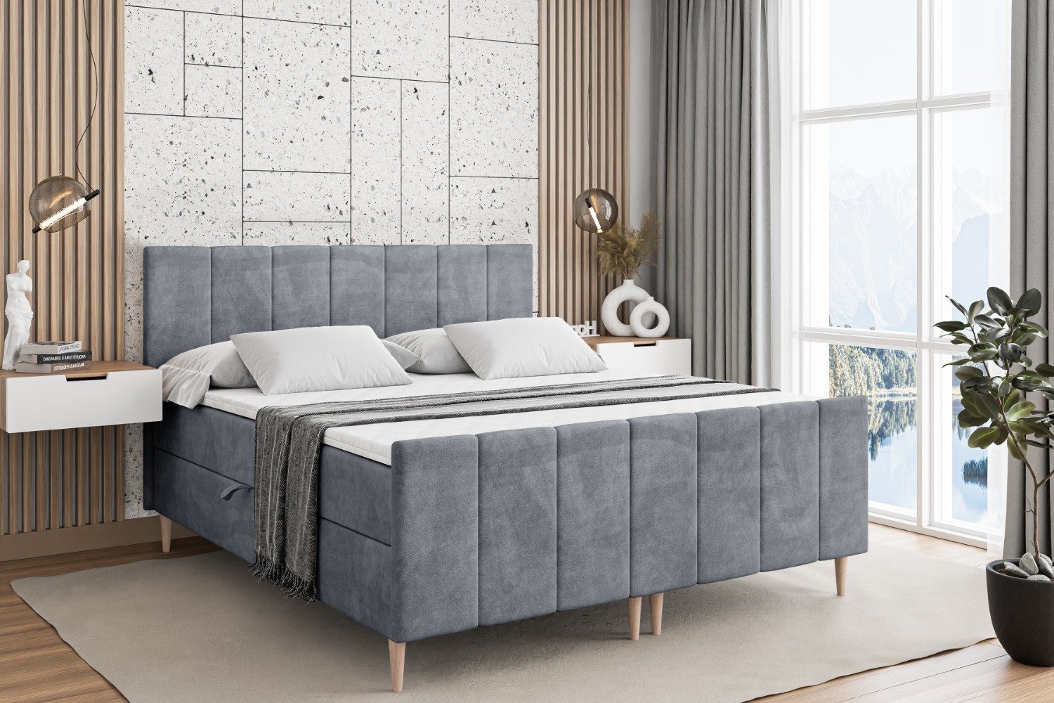 ALTDECOR Boxbett MOETI-F-Z (Multipocket-Matratze H4, H3 Matratze Bonellfederung, Topper, Kopfteil)