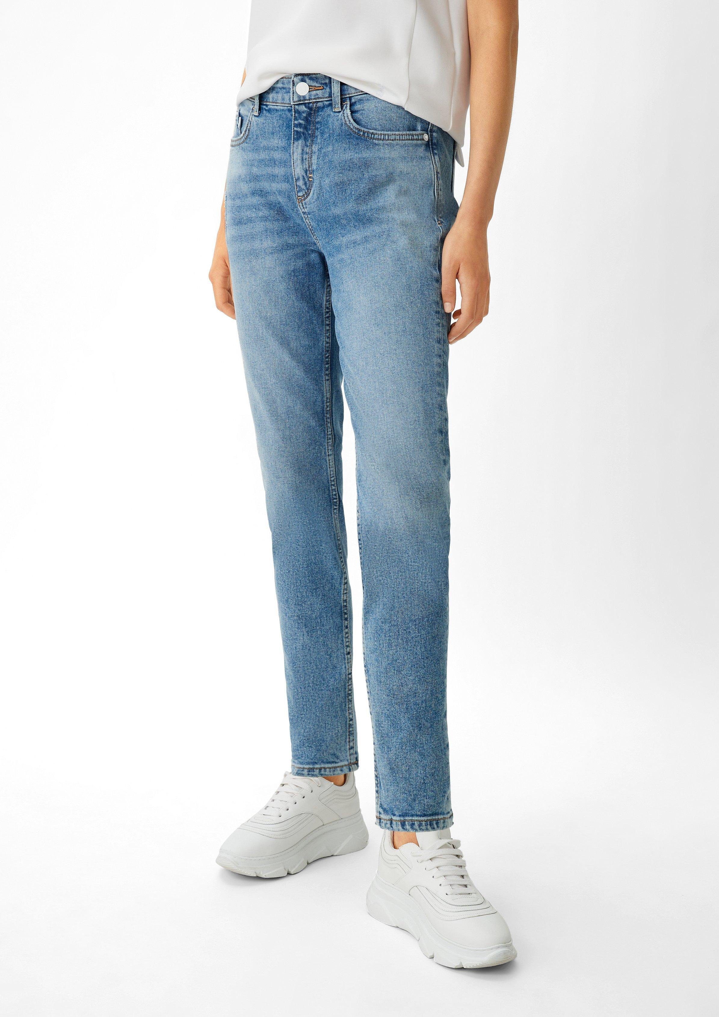 Waschung, Baumwollstretch casual Skinny: comma Jeans aus Leder-Patch 5-Pocket-Jeans identity Kontrast-Details,