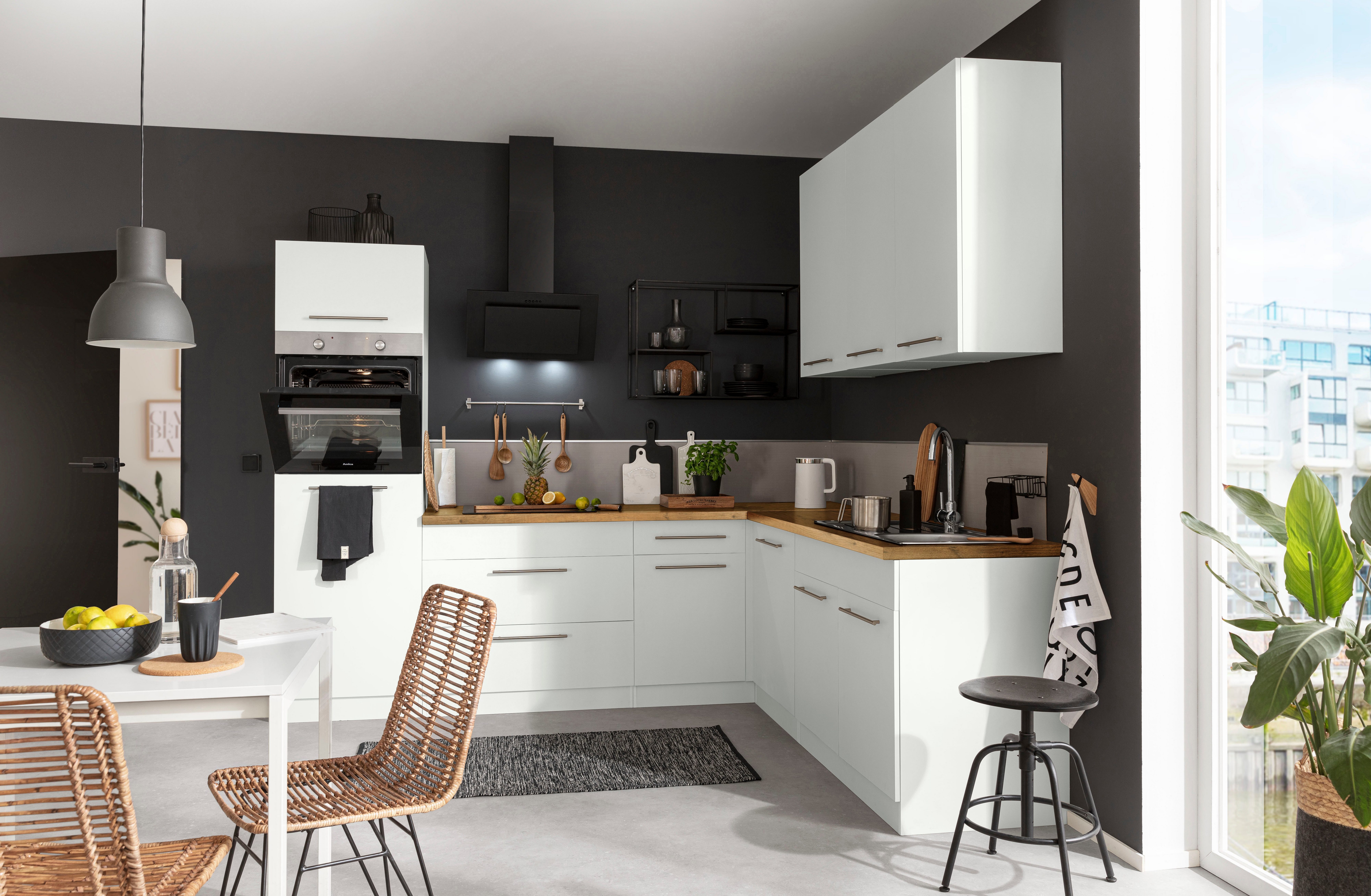 cm 220 x Küchen mit Weiß/Kastelleiche Stellbreite E-Geräten, Winkelküche weiß 260 Unna, | wiho