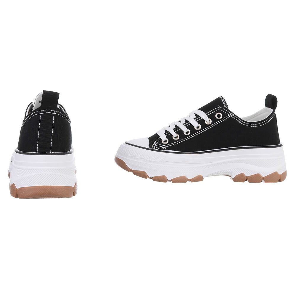 Ital-Design Damen Low-Top Freizeit Sneaker (88930414) Keilabsatz/Wedge Sneakers Low in Schwarz