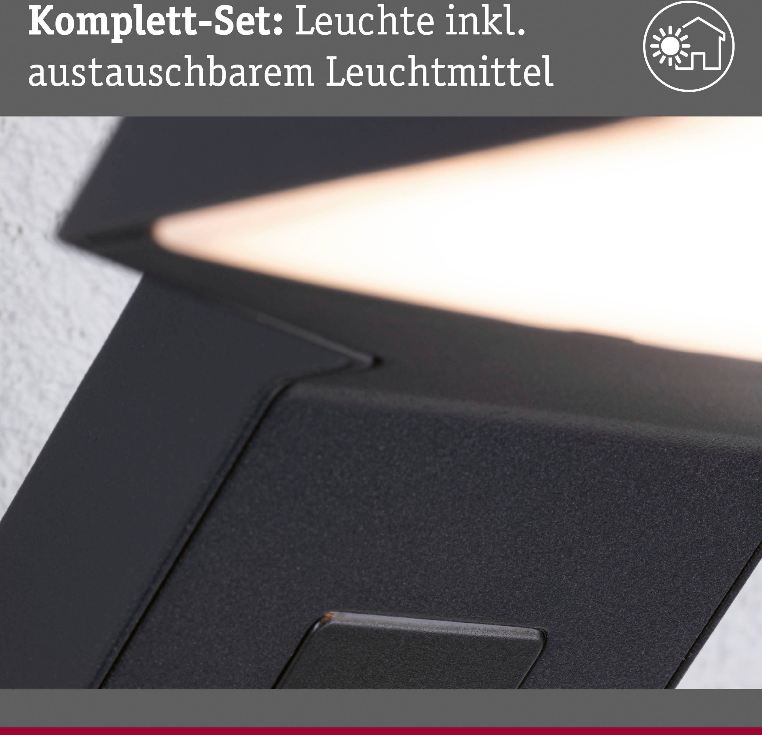 Paulmann LED Außen-Wandleuchte Zenera 230V anthrazit 2.200 - 3.000 K, LED fest integriert, Warmweiß, insektenfreundlich und seewasserresistent