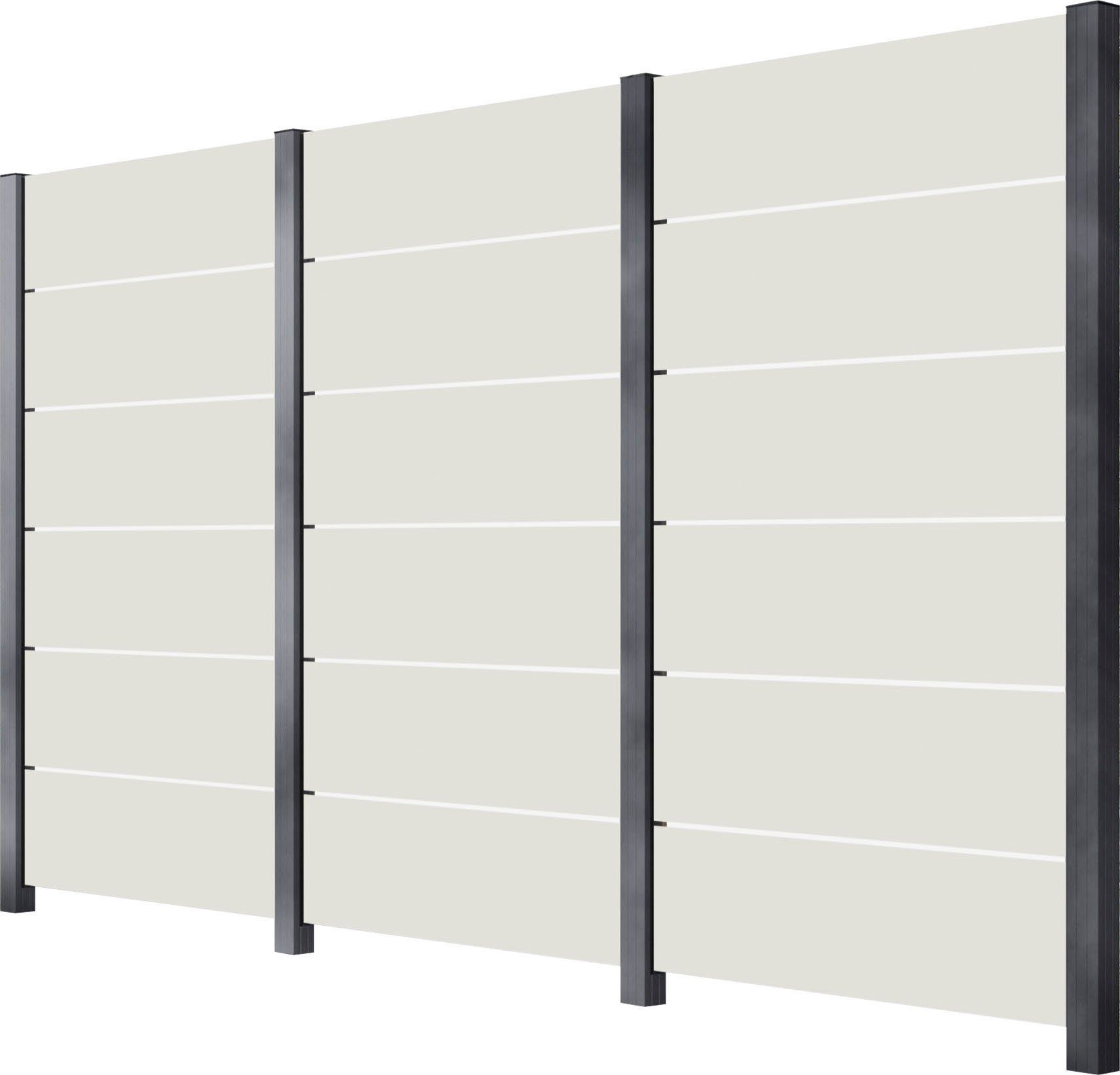 STAKET PRO Zaun, (Set), Glaszaun, Gesamtlänge: 3,284 m, 4 Pfosten