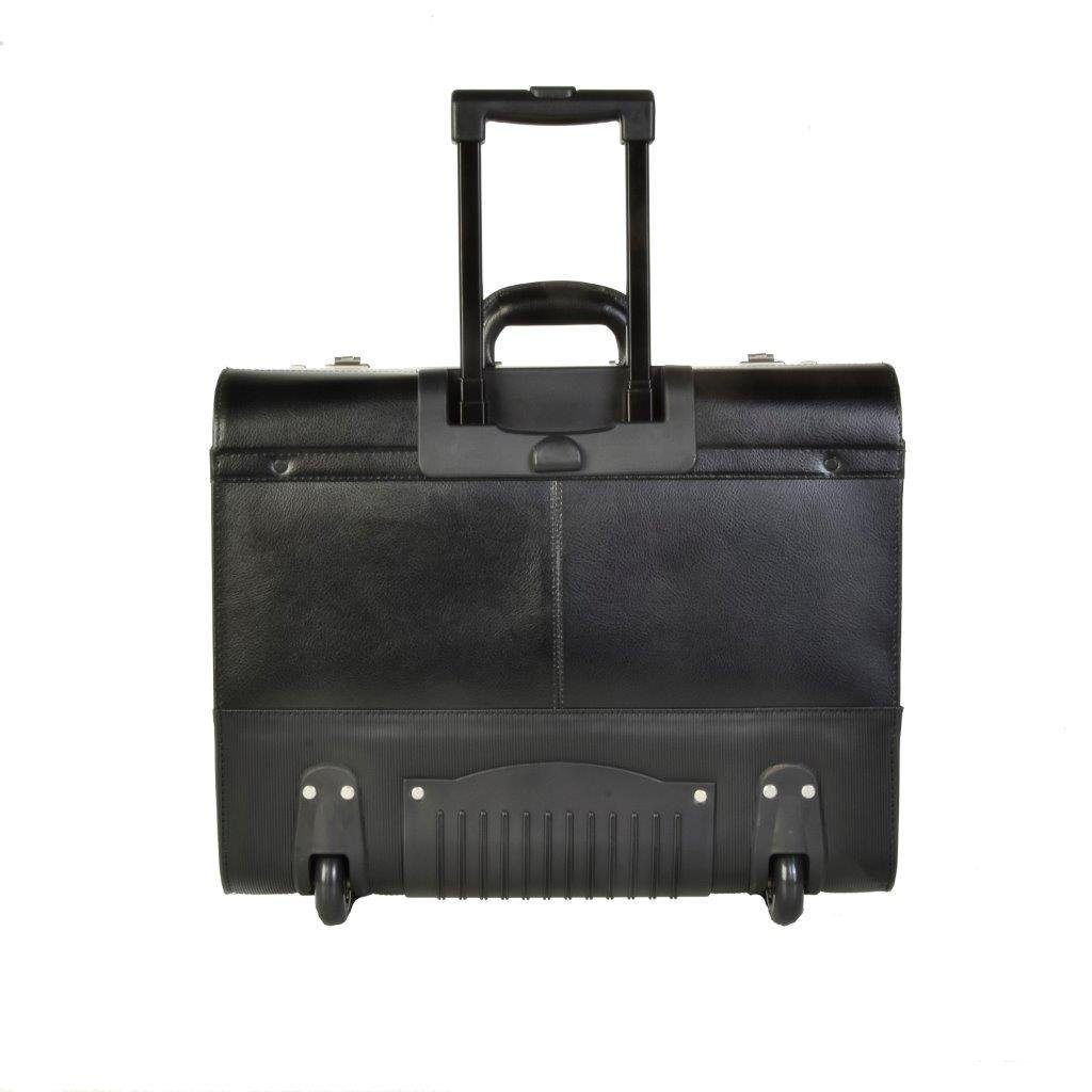 Dermata Business-Trolley - Koffer aus Rindleder - 49,5 x 40 x 27 cm - schwarz