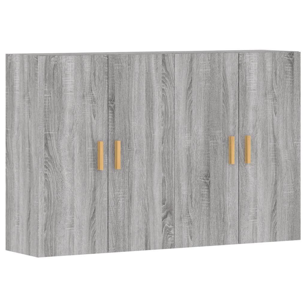 furnicato Wandhängeschrank Wandschrank Grau Sonoma 69,5x34x90 cm aus Holzwerkstoff und Massivholz, 2-tlg., Stabiles Hängeschrank-Set mit viel Stauraum als Sideboard-Aufsatz