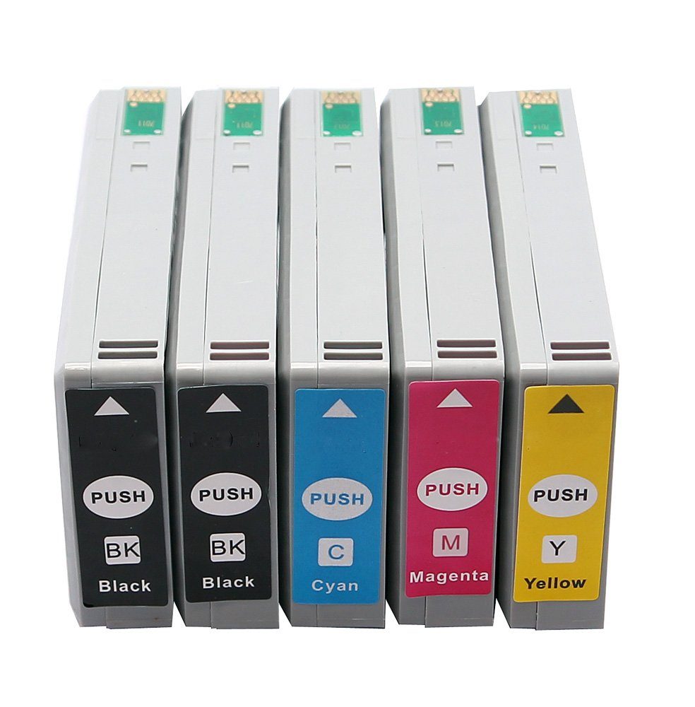 ABC Tintenpatrone (Kompatibles Set 5x Druckerpatrone für Epson WorkForce Pro WP-4000, WP-4500 WP-4515DN WP-4520 WP-4525DNF WP-4535DWF WP-4545DTWF WP-4590 W)